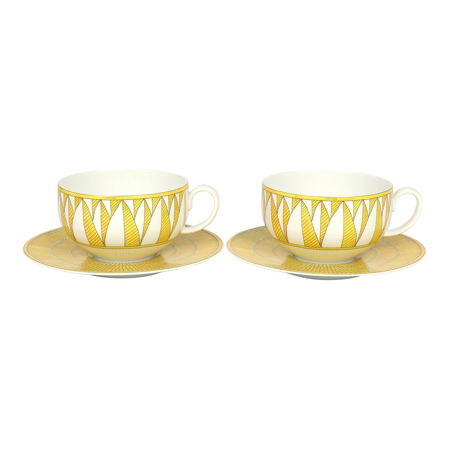 Hermes "Soleil D’ Hermes" Yellow Porcelain Breakfast Cup and Saucer Set