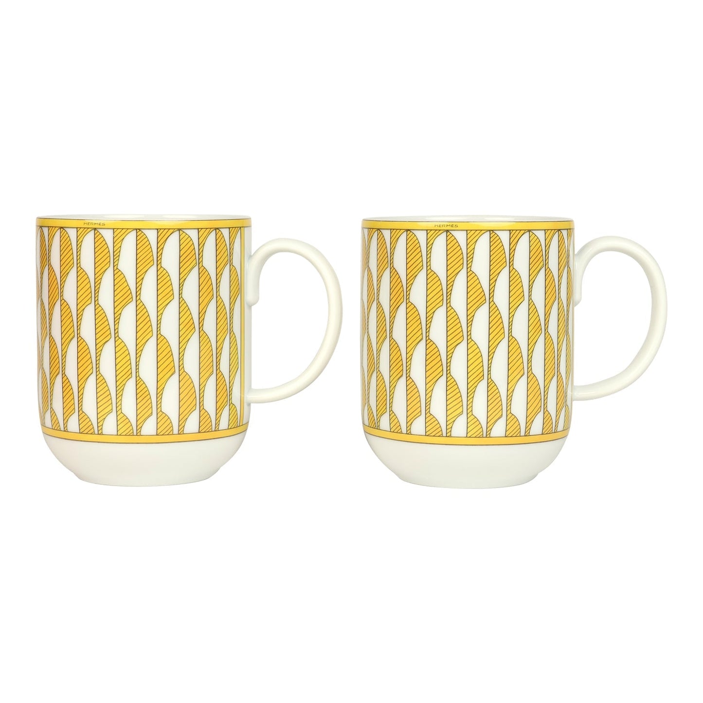 Hermes "Soleil D’ Hermes" Yellow Porcelain Breakfast Mug Set