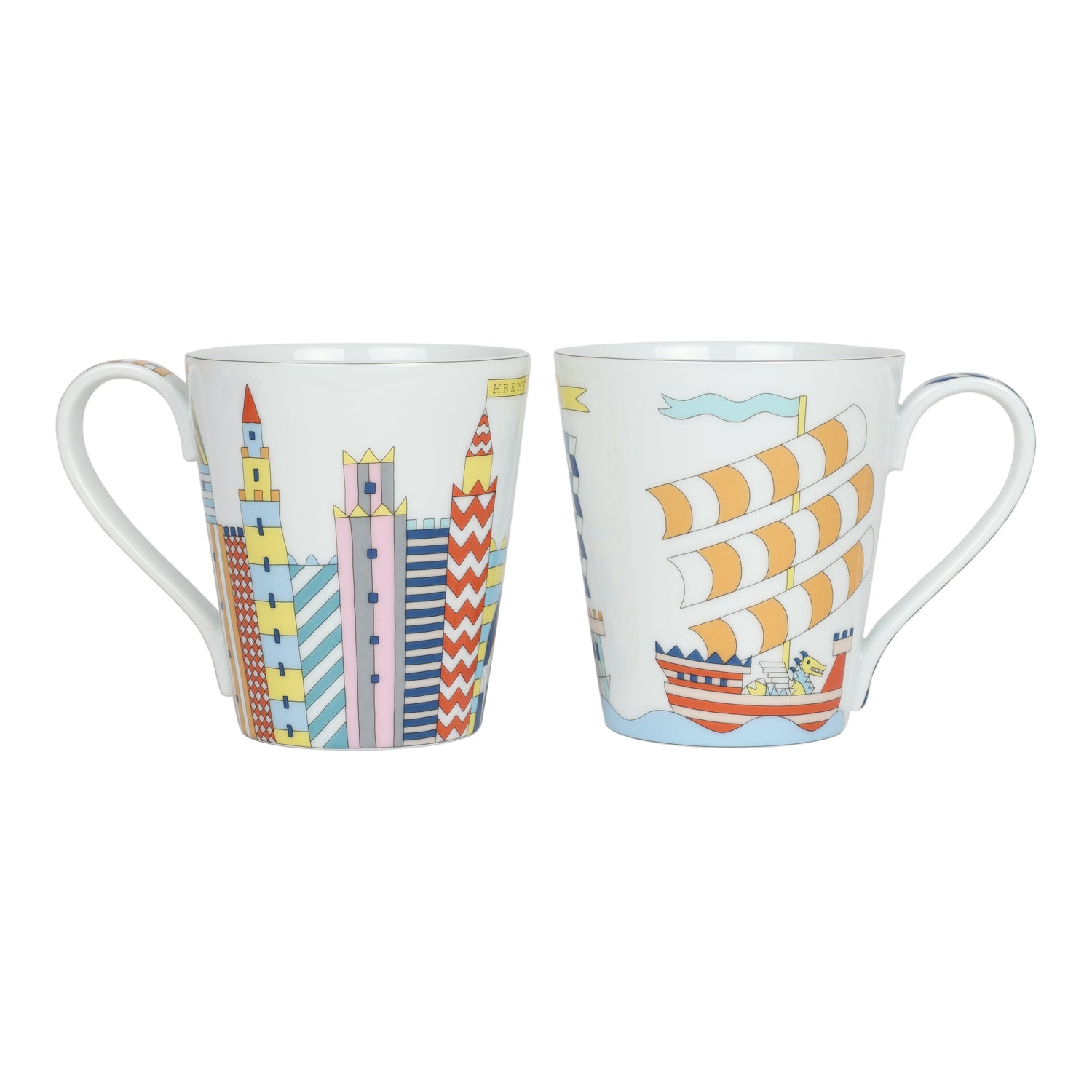 Hermes Epopee Set of 2 Mugs White Multicolor Porcelain - Bob Flawless Skincare 