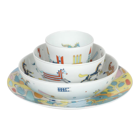 Hermes Epopee Set of 4 White Multicolor Porcelain Tableware Set - Bob Flawless Skincare 