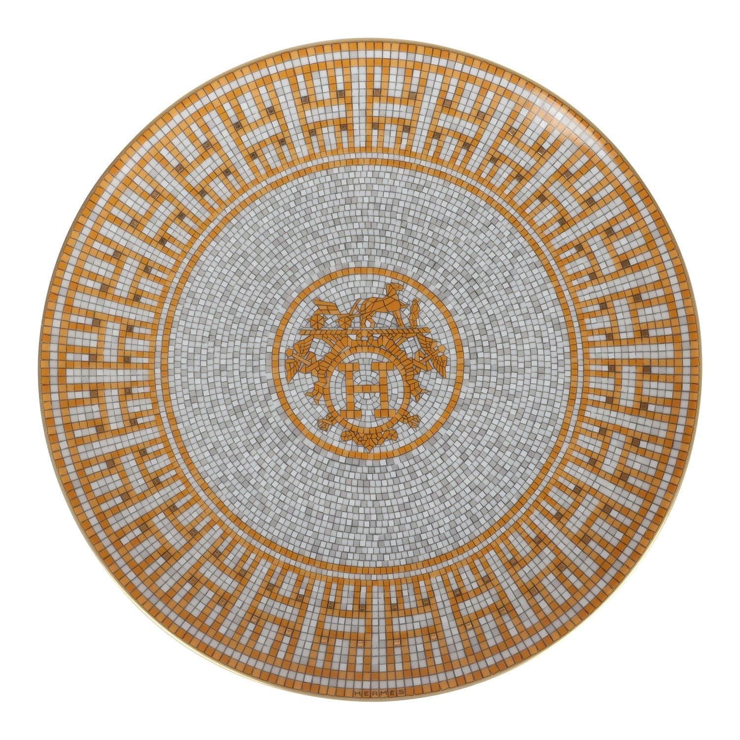 Hermes Mosaique Au 24 Gold Dessert Plate Set Gold Porcelain - Bob Flawless Skincare 