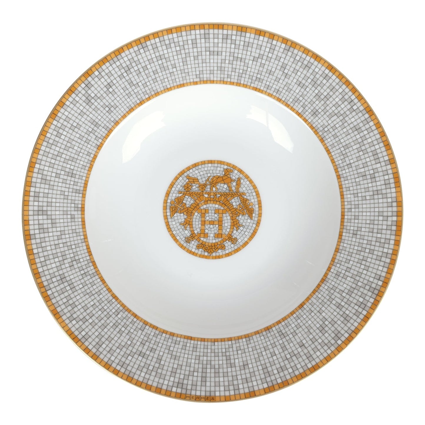 Hermes Mosaique Au 24 Gold Soup Plate Set Gold Porcelain - Bob Flawless Skincare 