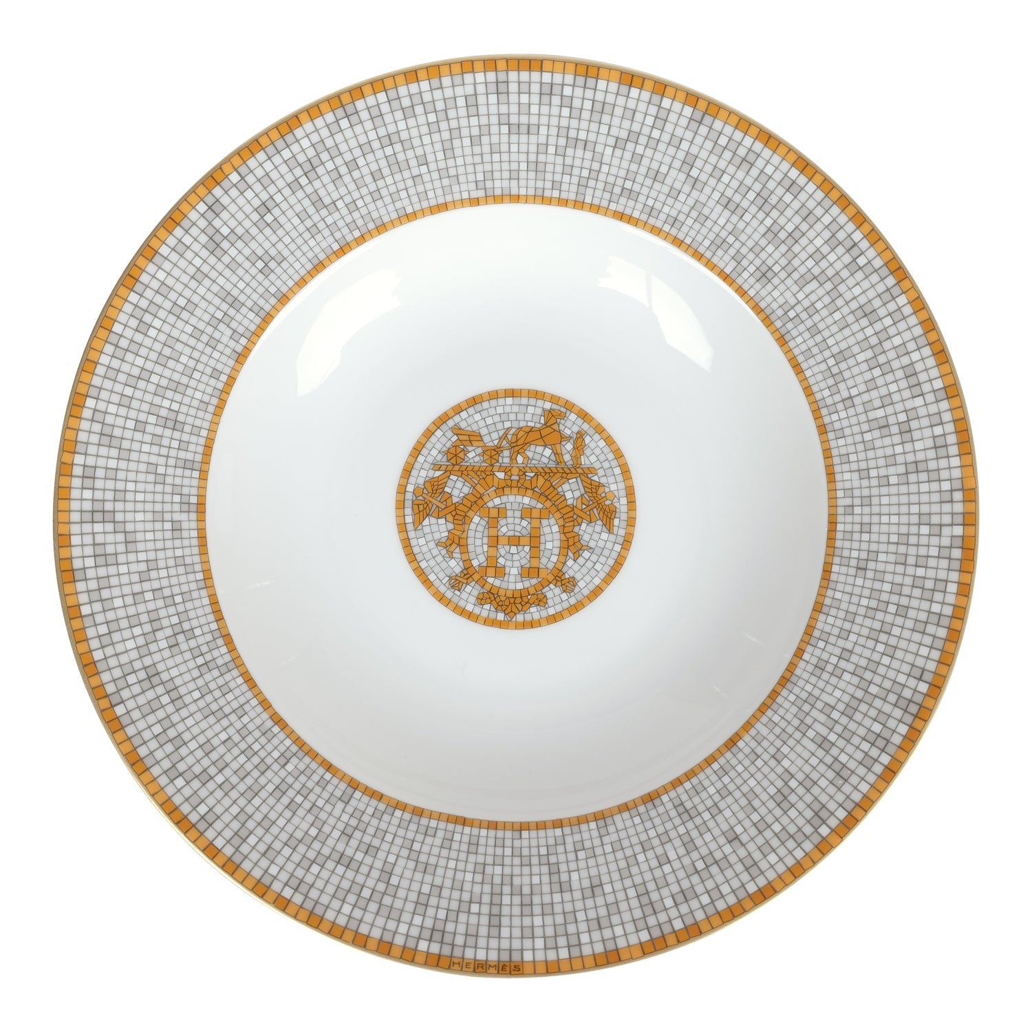 Hermes Mosaique Au 24 Gold Soup Plate Set Gold Porcelain - Bob Flawless Skincare 