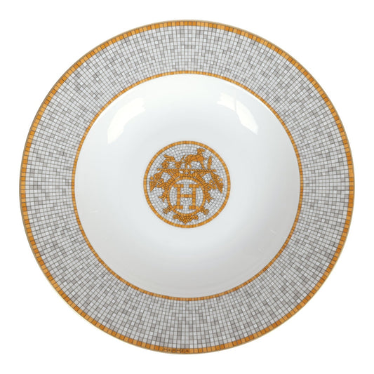 Hermes Mosaique Au 24 Gold Soup Plate Set Gold Porcelain - Bob Flawless Skincare 