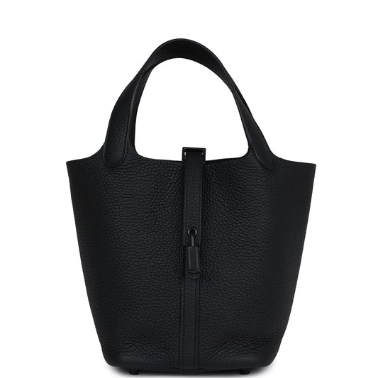 Hermes Picotin Lock 18 Monochrome Black Clemence Black Hardware