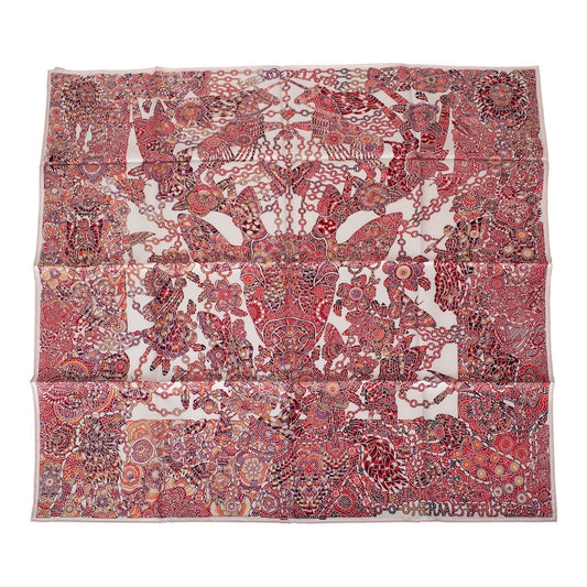 Hermes "La Legende de la Foret" Red Silk Twill Scarf 90cm