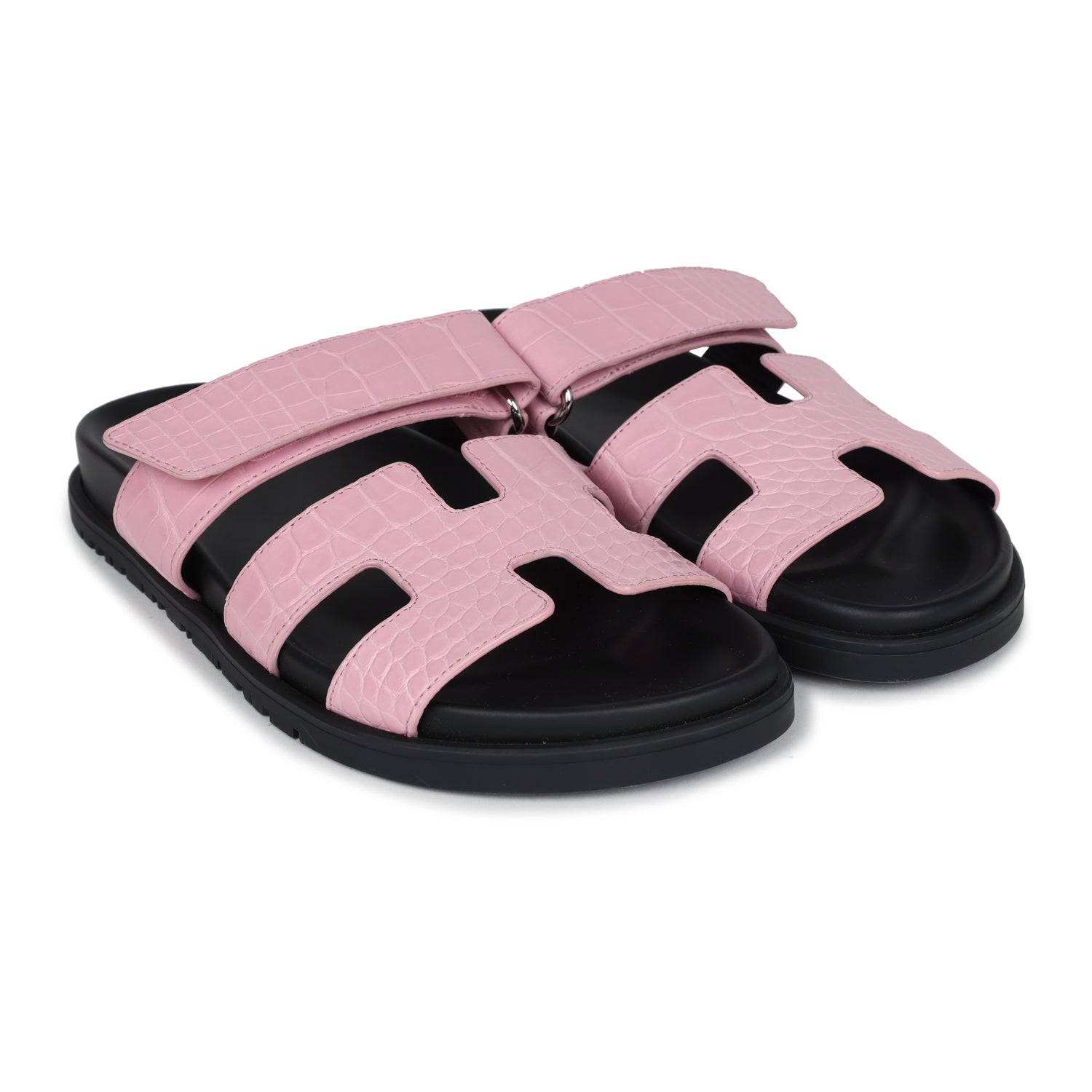 Hermes Chypre Techno Sandals Bubblegum Matte Crocodile Palladium Hardware 36 EU - Bob Flawless Skincare 