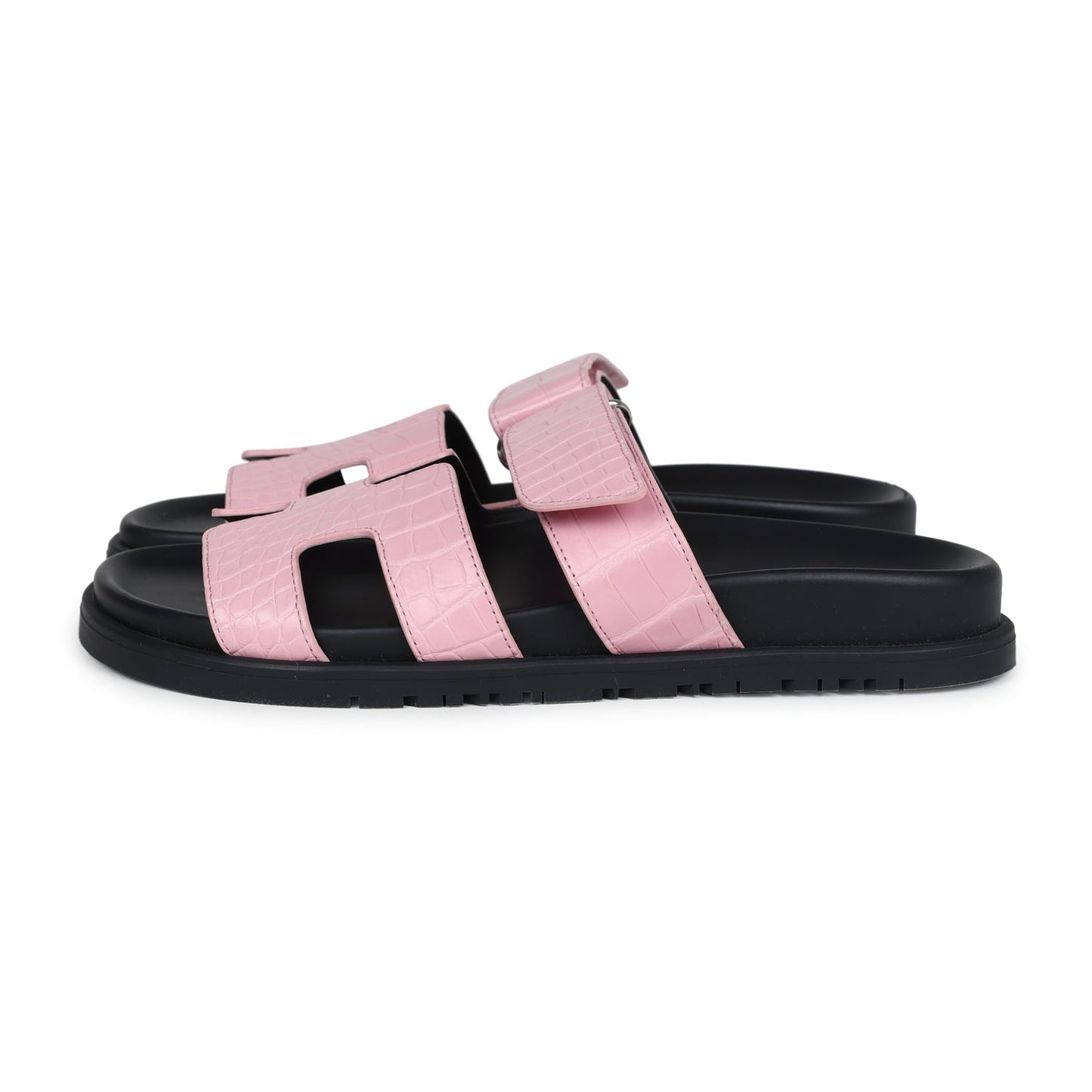 Hermes Chypre Techno Sandals Bubblegum Matte Crocodile Palladium Hardware 36 EU - Bob Flawless Skincare 