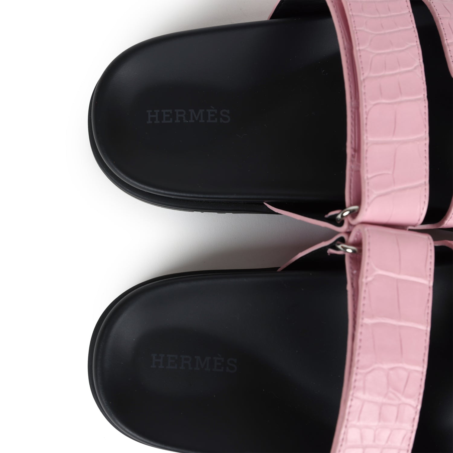 Hermes Chypre Techno Sandals Bubblegum Matte Crocodile Palladium Hardware 36 EU - Bob Flawless Skincare 