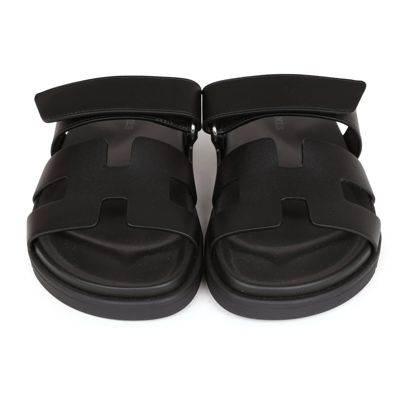 Hermes Chypre Techno Sandals Black Calfskin Palladium Hardware 35.5 EU