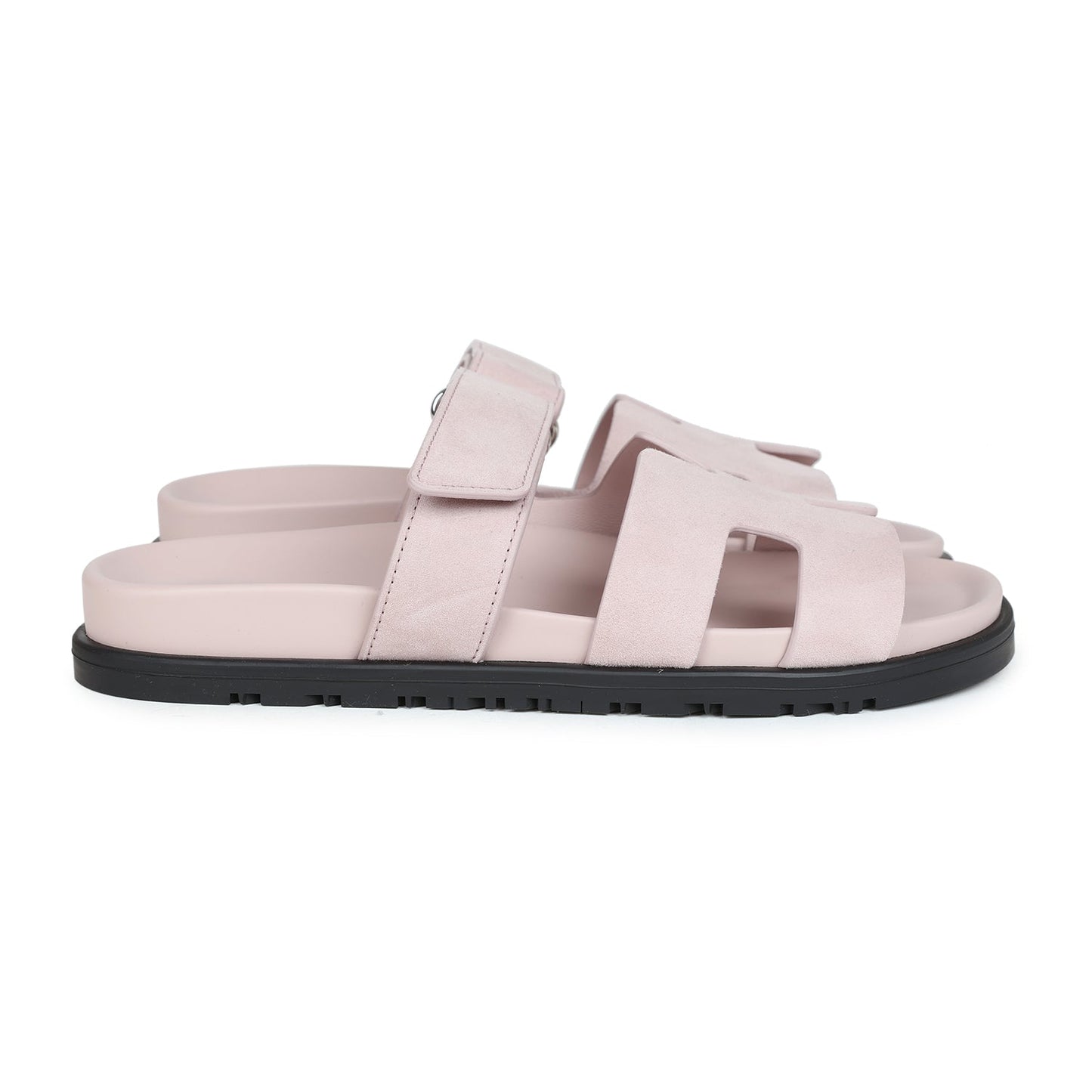 Hermes Chypre Sandals Rose Porcelaine Suede 37.5 EU