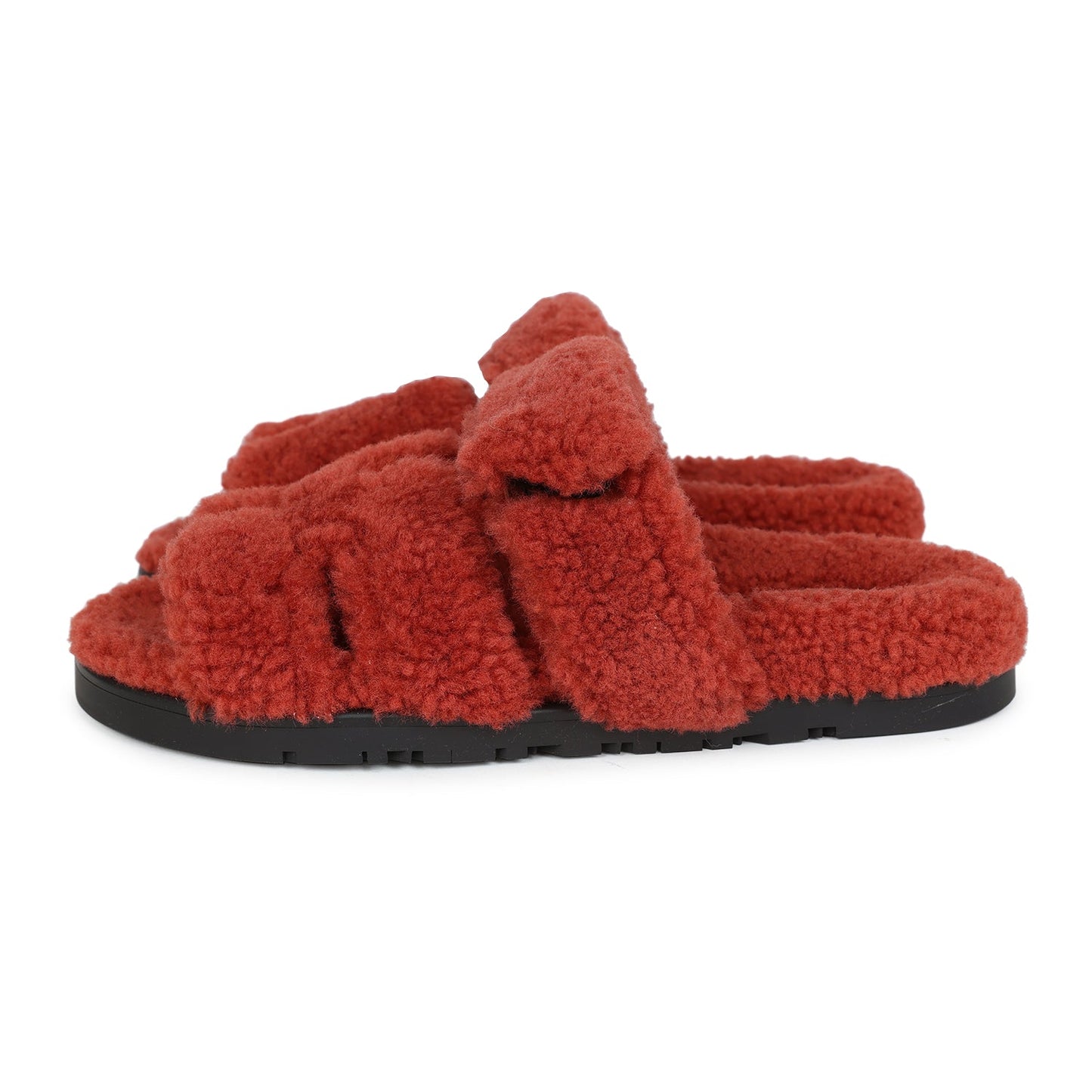 Hermes Chypre Techno Sandals Rouge de Turin Woolskin 37.5