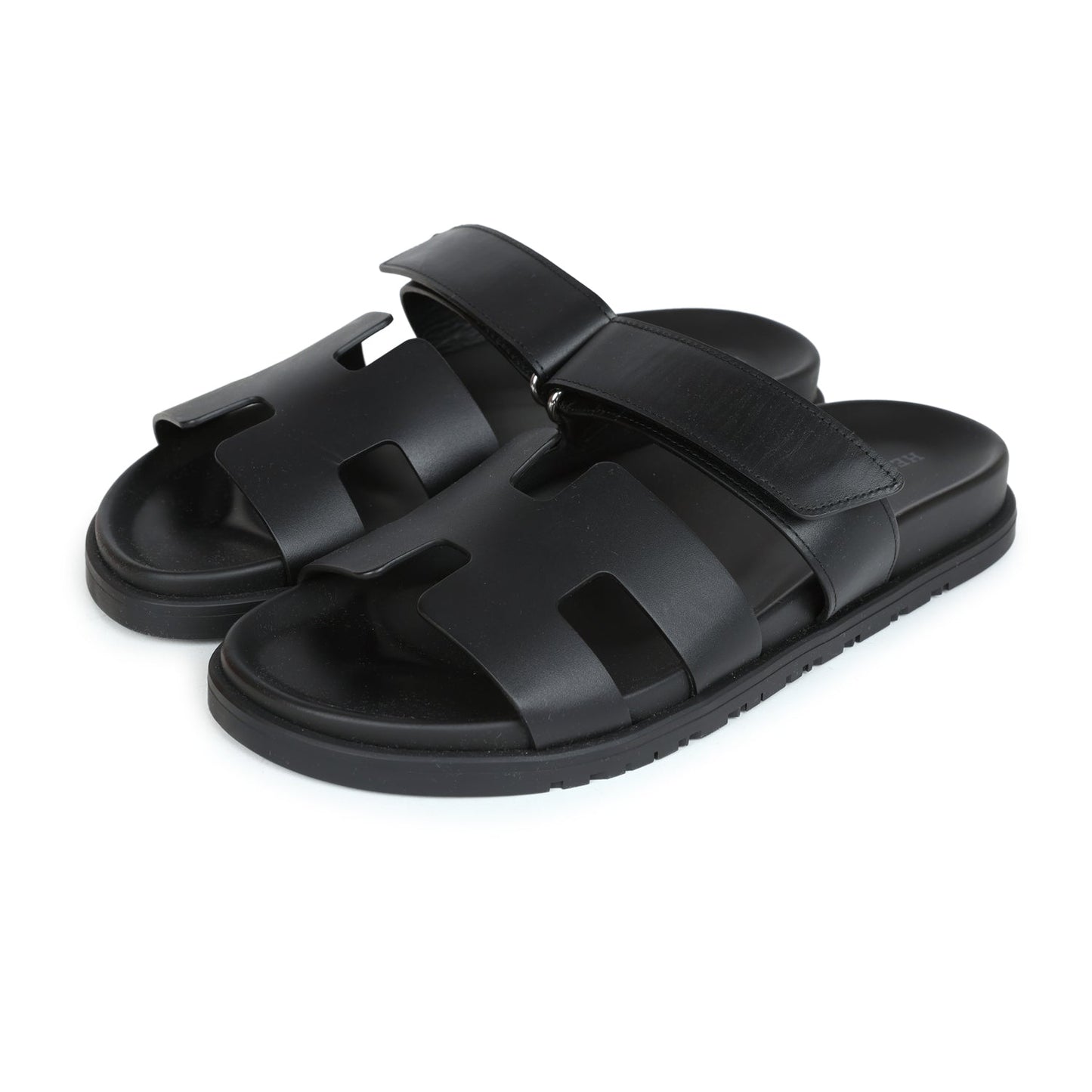 Hermes Chypre Sandals Black Calfskin 39