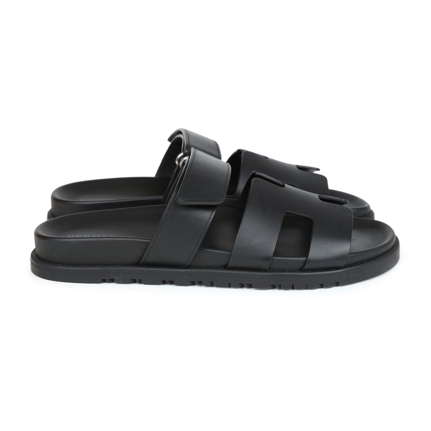 Hermes Chypre Sandals Black Calfskin 39