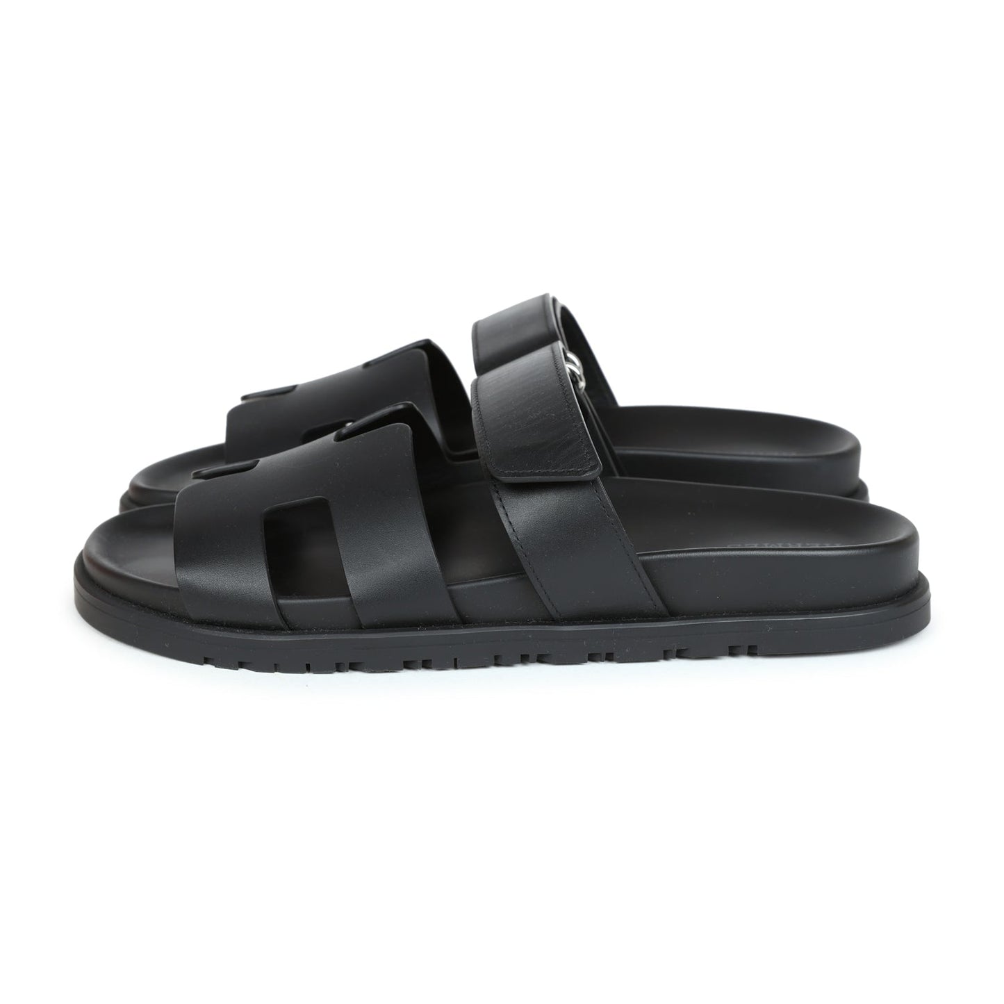 Hermes Chypre Sandals Black Calfskin 39