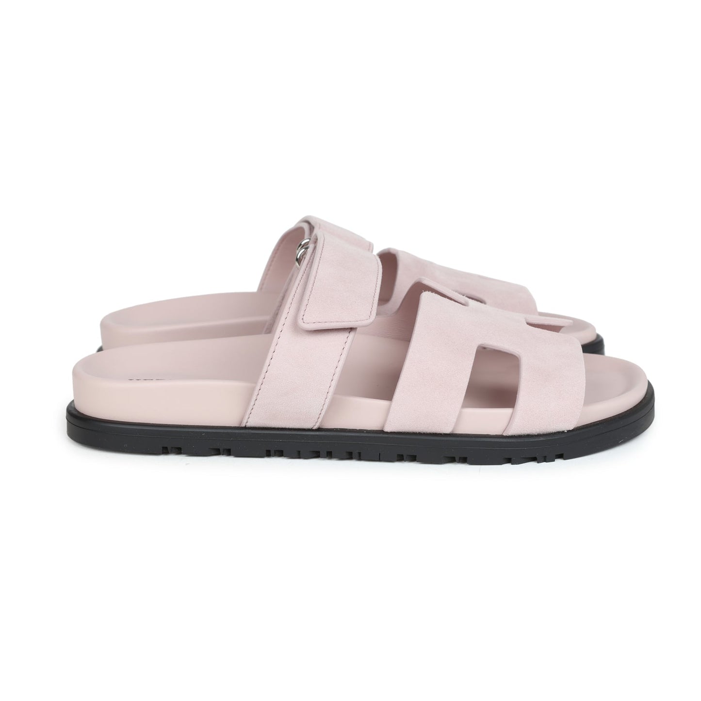 Hermes Chypre Sandals Rose Porcelaine Suede 37 EU