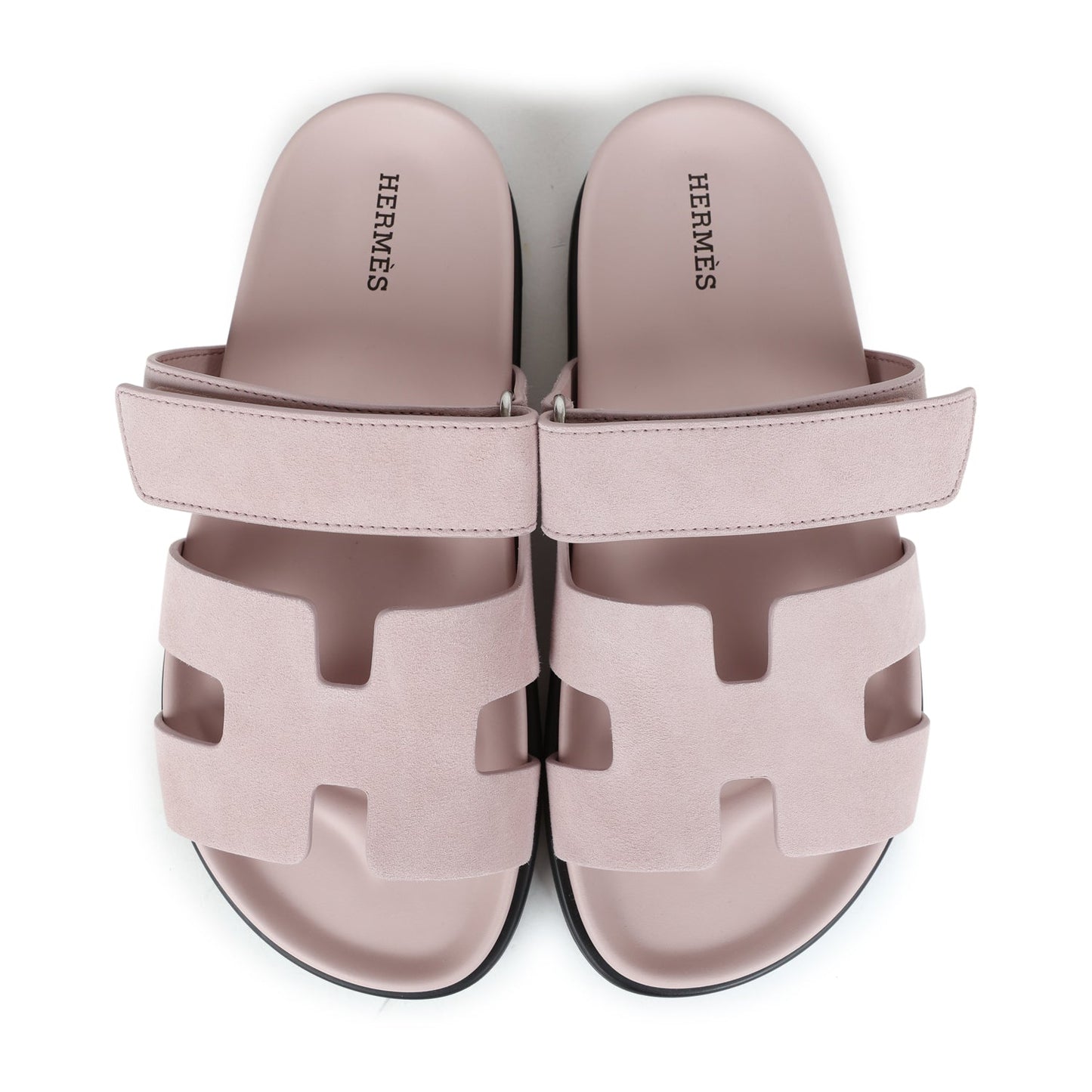 Hermes Chypre Sandals Rose Porcelaine Suede 37 EU