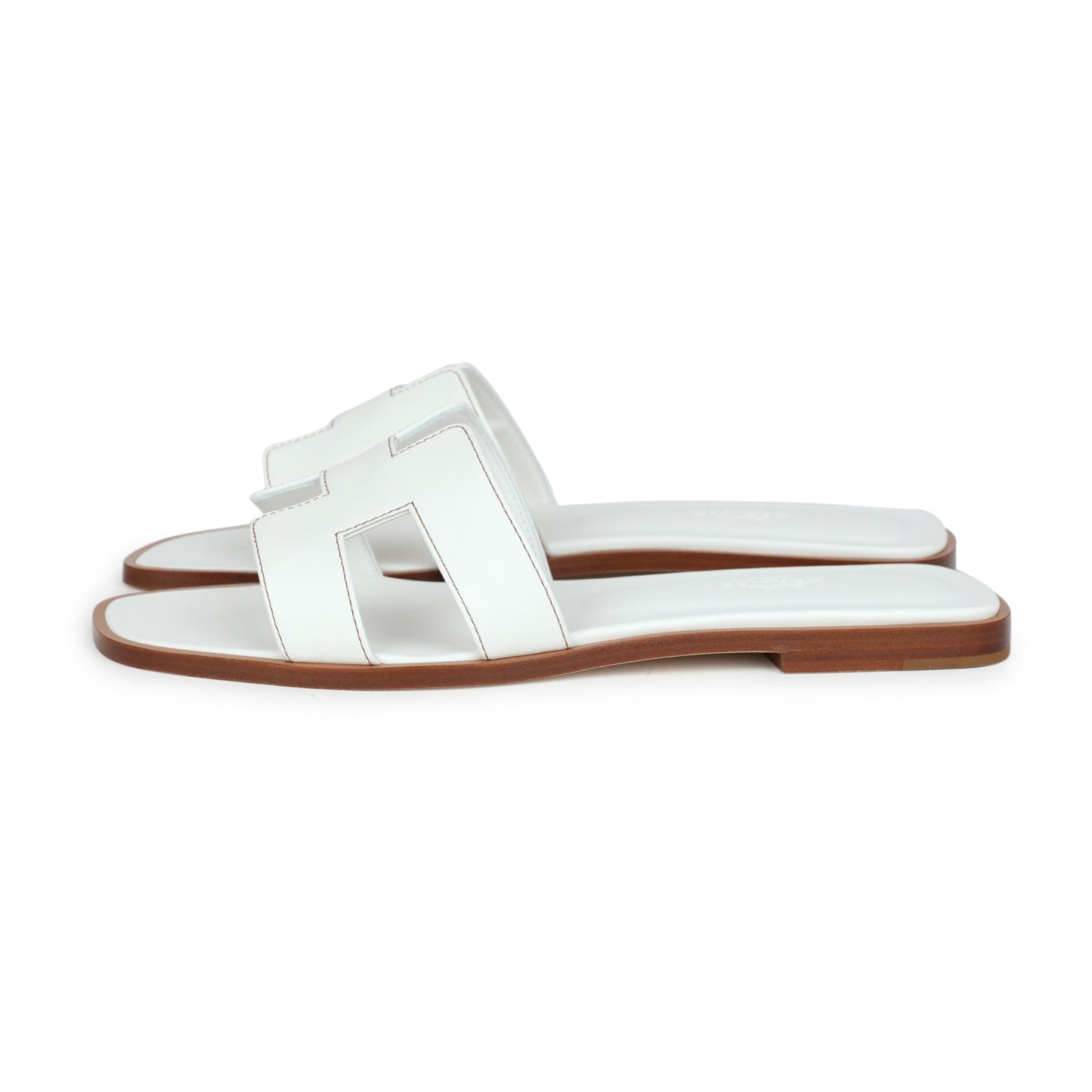 Hermes Oran Sandals White Box Calfskin 38 EU