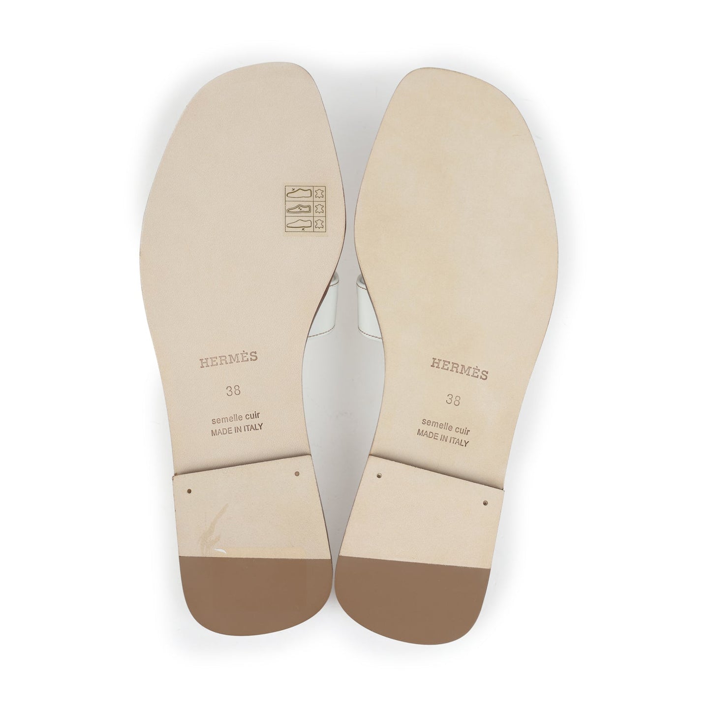 Hermes Oran Sandals White Box Calfskin 38 EU