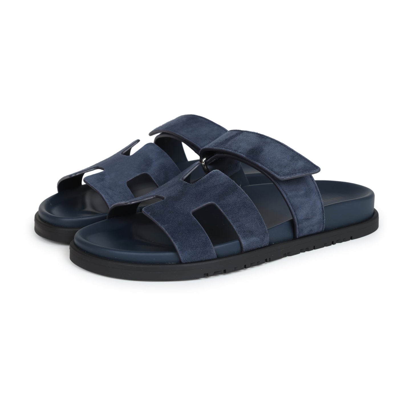 Hermes Chypre Techno Sandals Bleu Celeste Suede 38 EU Palladium Hardware