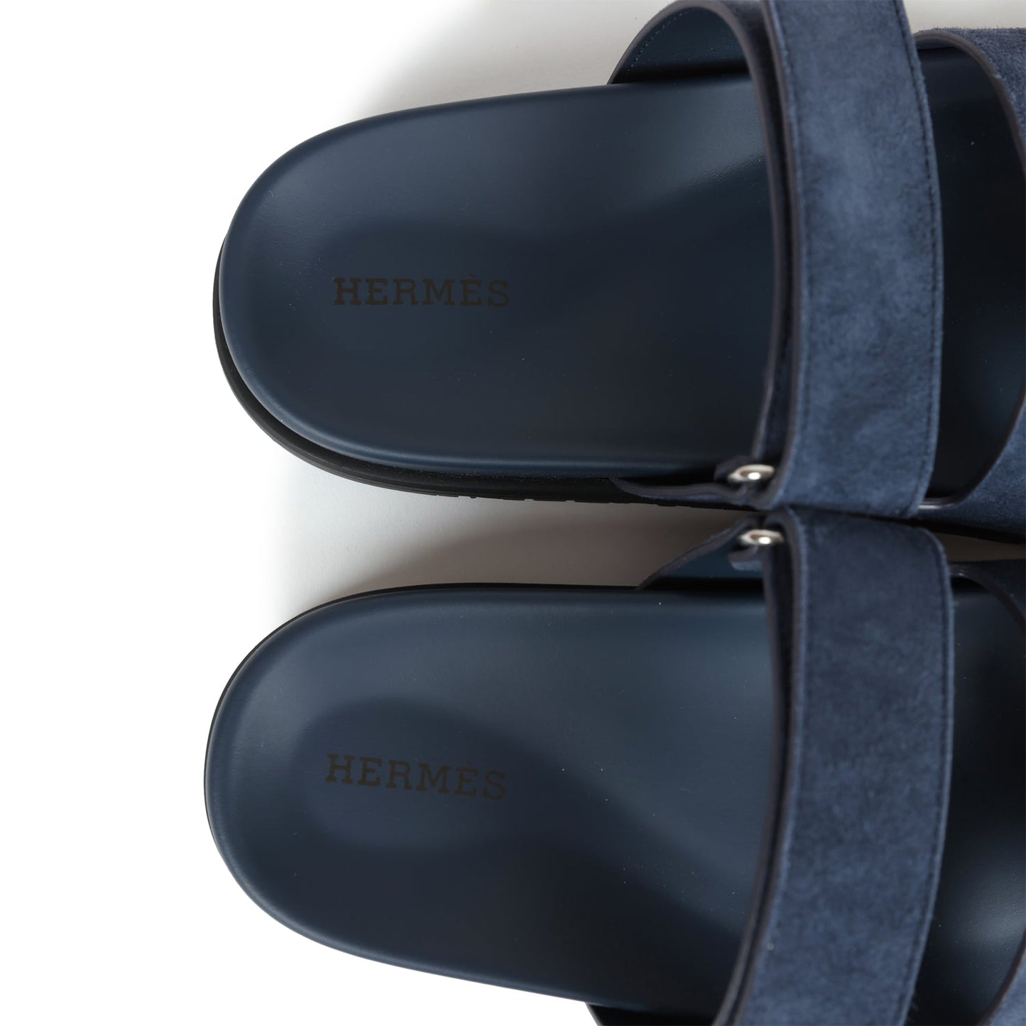 Hermes Chypre Techno Sandals Bleu Celeste Suede 38 EU Palladium Hardware