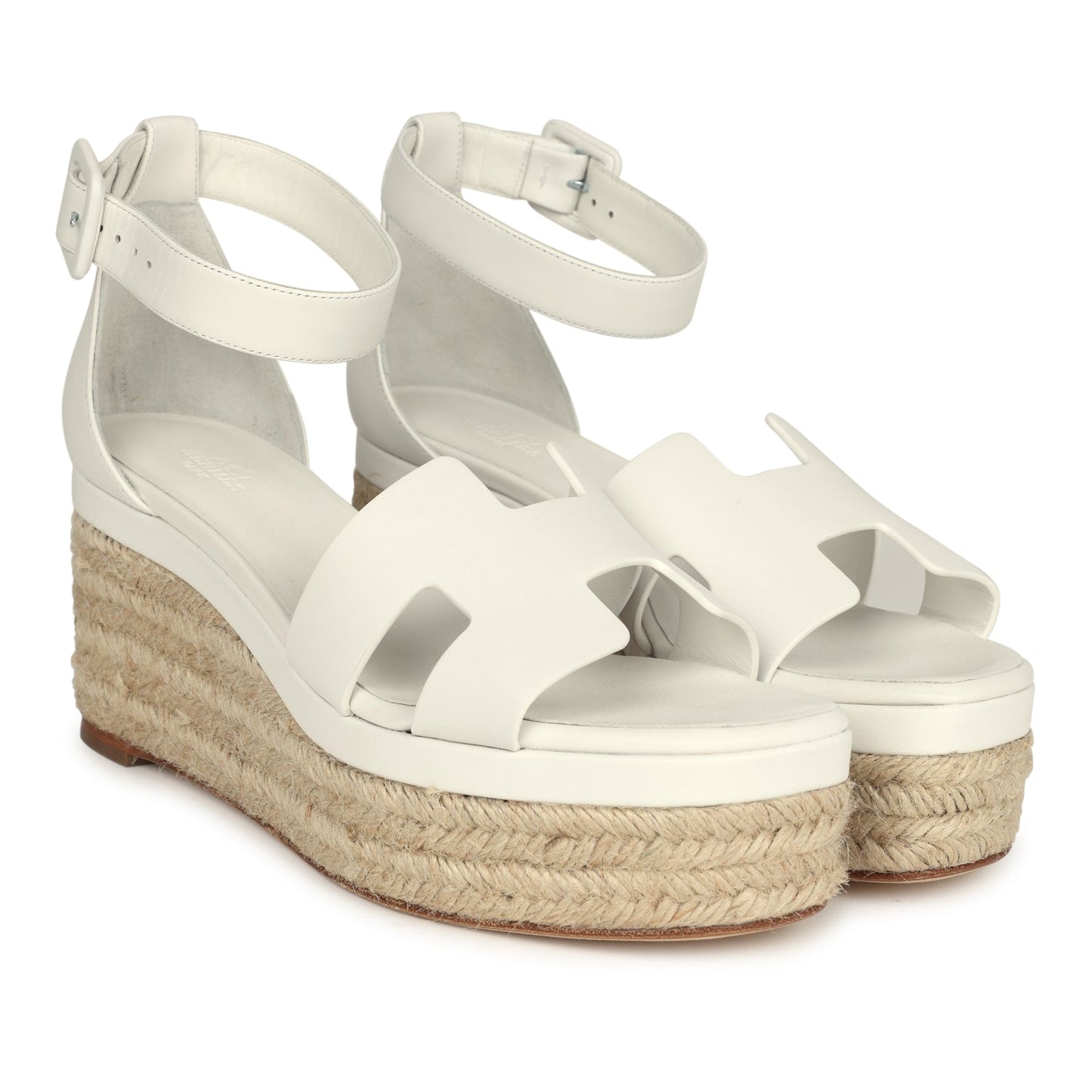 Hermes Doll 60 Espadrille Sandal White Calfskin