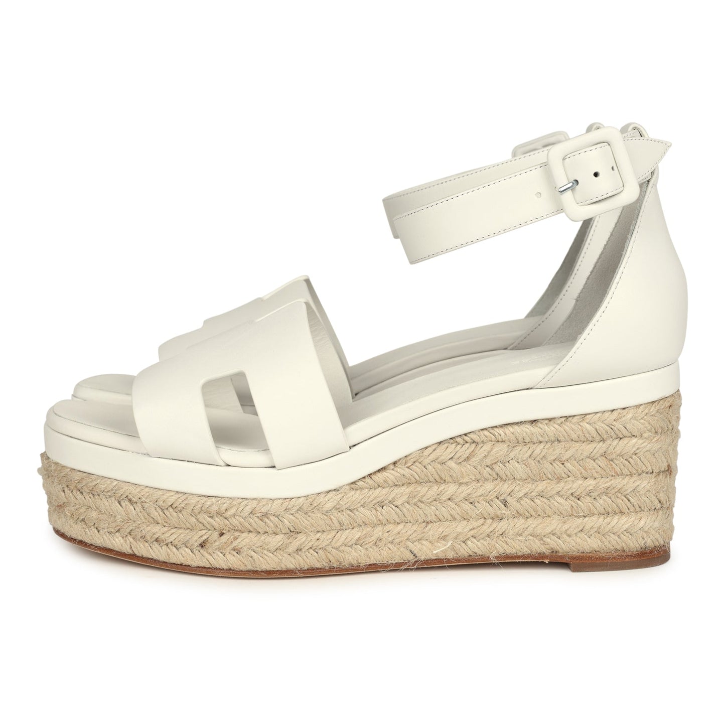 Hermes Doll 60 Espadrille Sandal White Calfskin