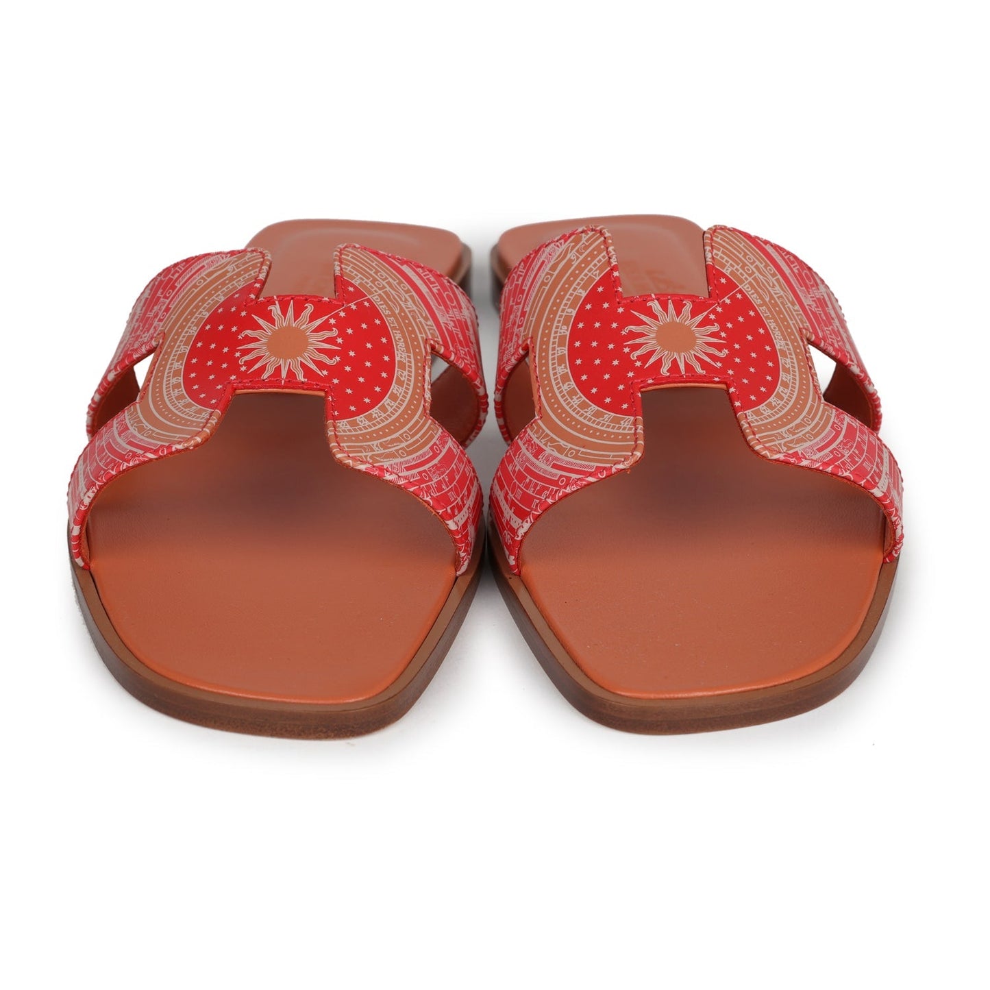 Hermes Oran Sandals Multicolored Terracotta Calfskin 37.5 EU