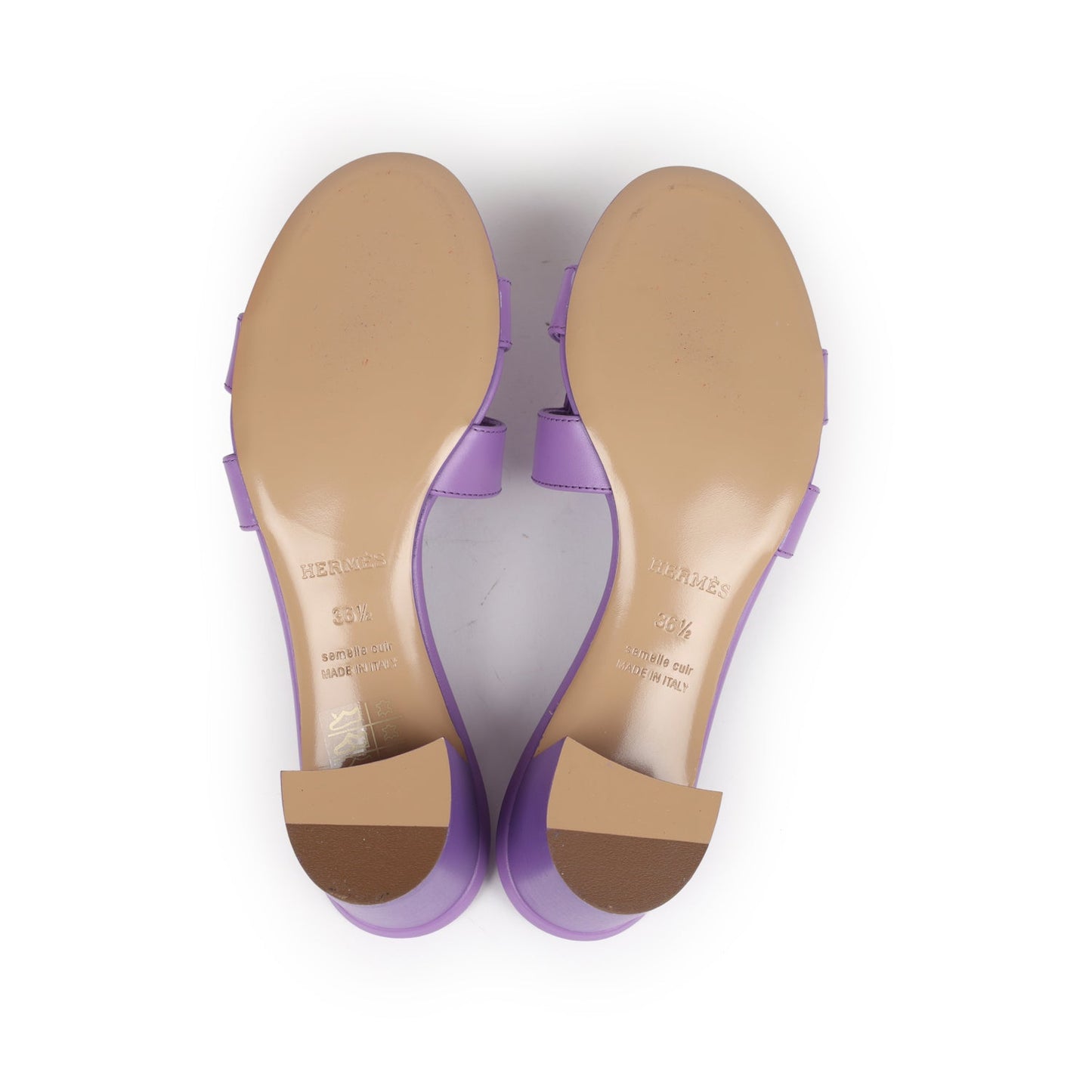 Hermes Oasis Sandals Violet Calfskin 36.5 EU