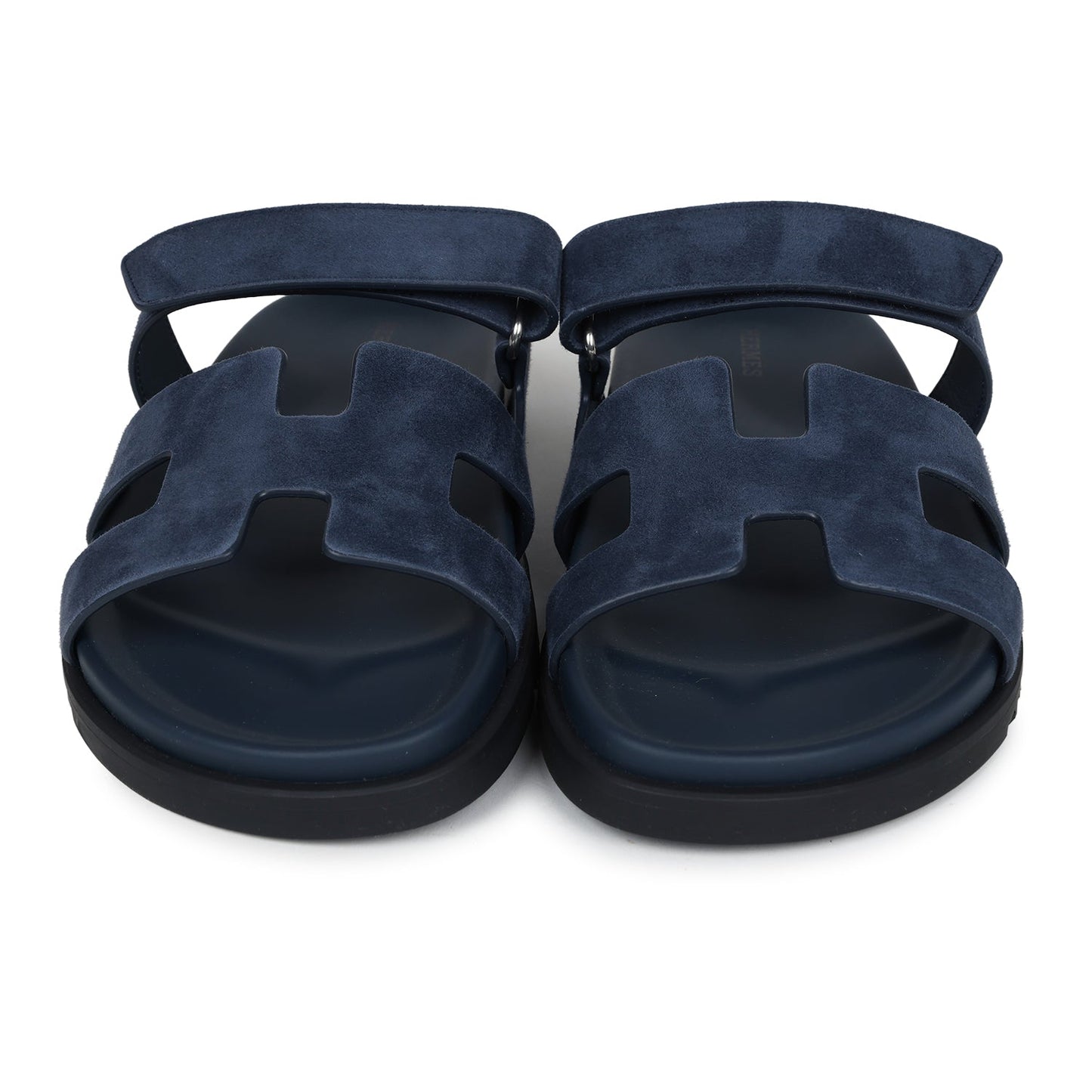 Hermes Chypre Techno Sandals Blue Celeste Suede 40.5 EU Palladium Hardware