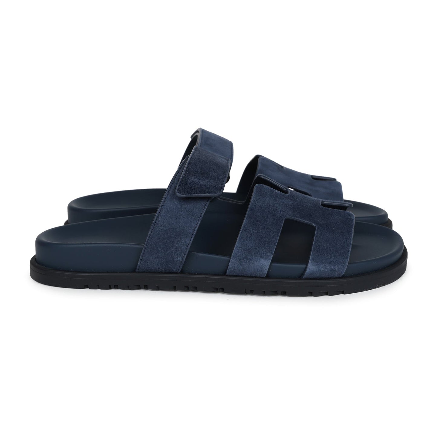 Hermes Chypre Techno Sandals Blue Celeste Suede 40.5 EU Palladium Hardware