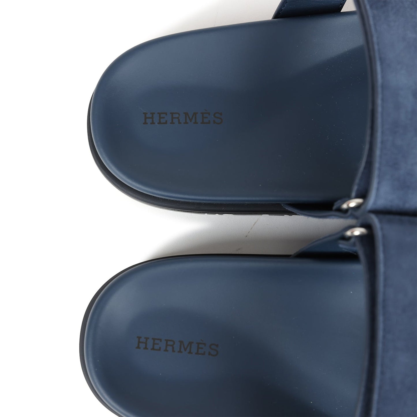 Hermes Chypre Techno Sandals Blue Celeste Suede 40.5 EU Palladium Hardware