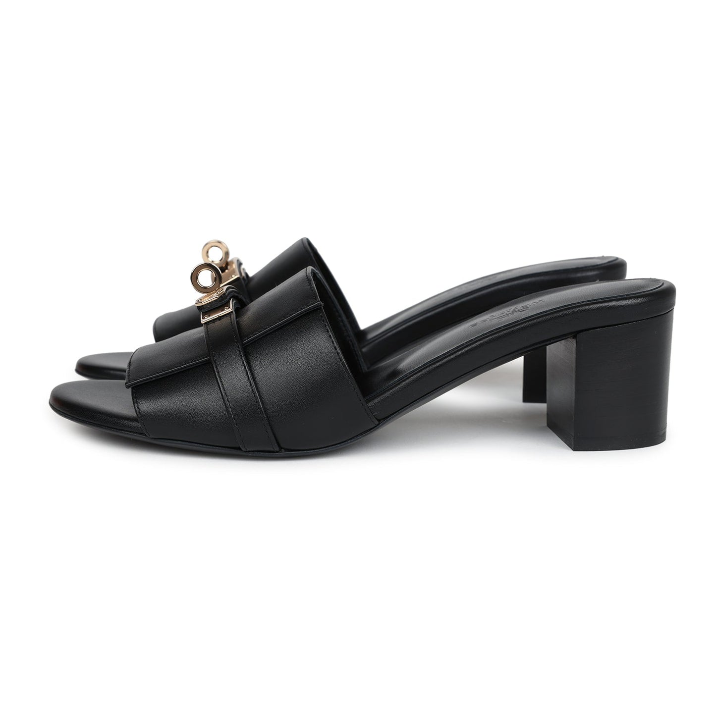 Hermes Gigi 50 Sandals 37.5 EU Black Calfskin Permabrass Hardware