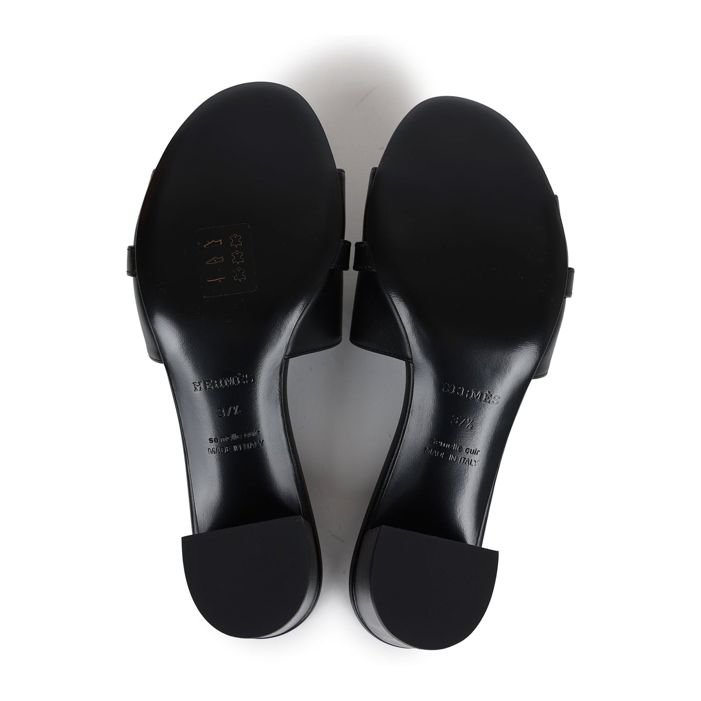 Hermes Gigi 50 Sandals 37.5 EU Black Calfskin Permabrass Hardware