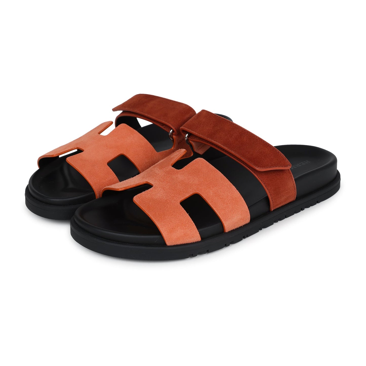 Hermes Chypre Techno Sandals Rose Bois De Santal/Rouge De Turin Suede Palladium Hardware 38 EU - Bob Flawless Skincare 