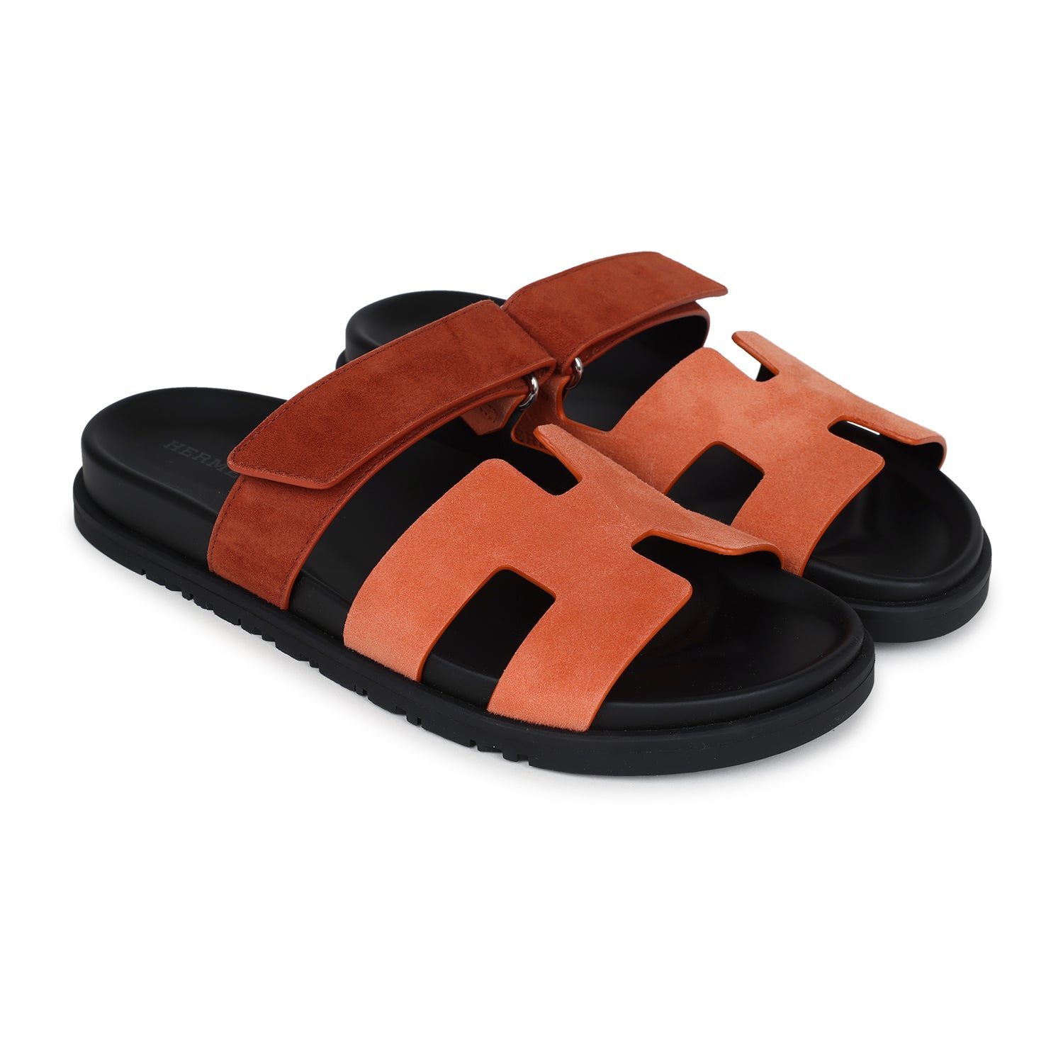 Hermes Chypre Techno Sandals Rose Bois De Santal/Rouge De Turin Suede Palladium Hardware 38 EU - Bob Flawless Skincare 