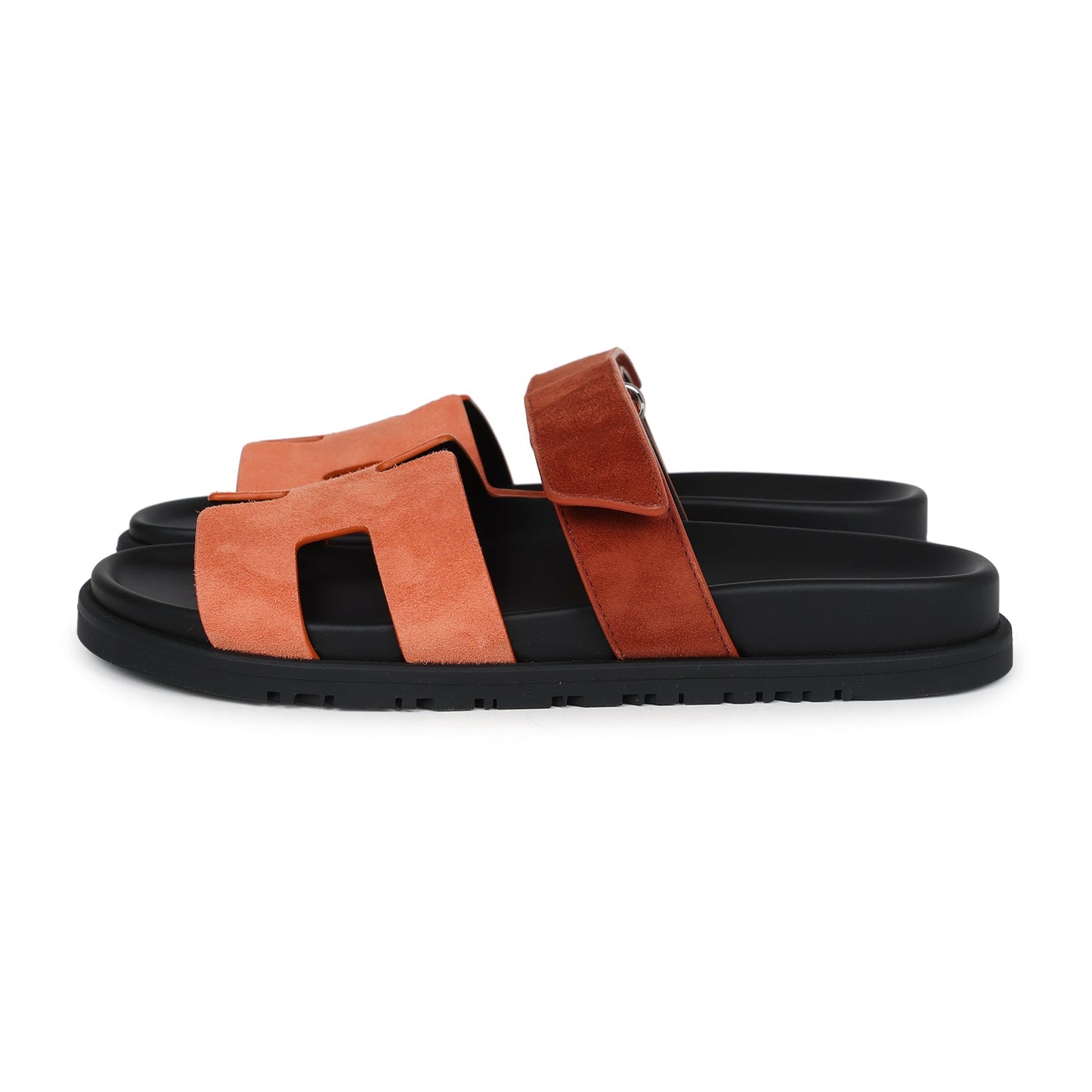 Hermes Chypre Techno Sandals Rose Bois De Santal/Rouge De Turin Suede Palladium Hardware 38 EU - Bob Flawless Skincare 