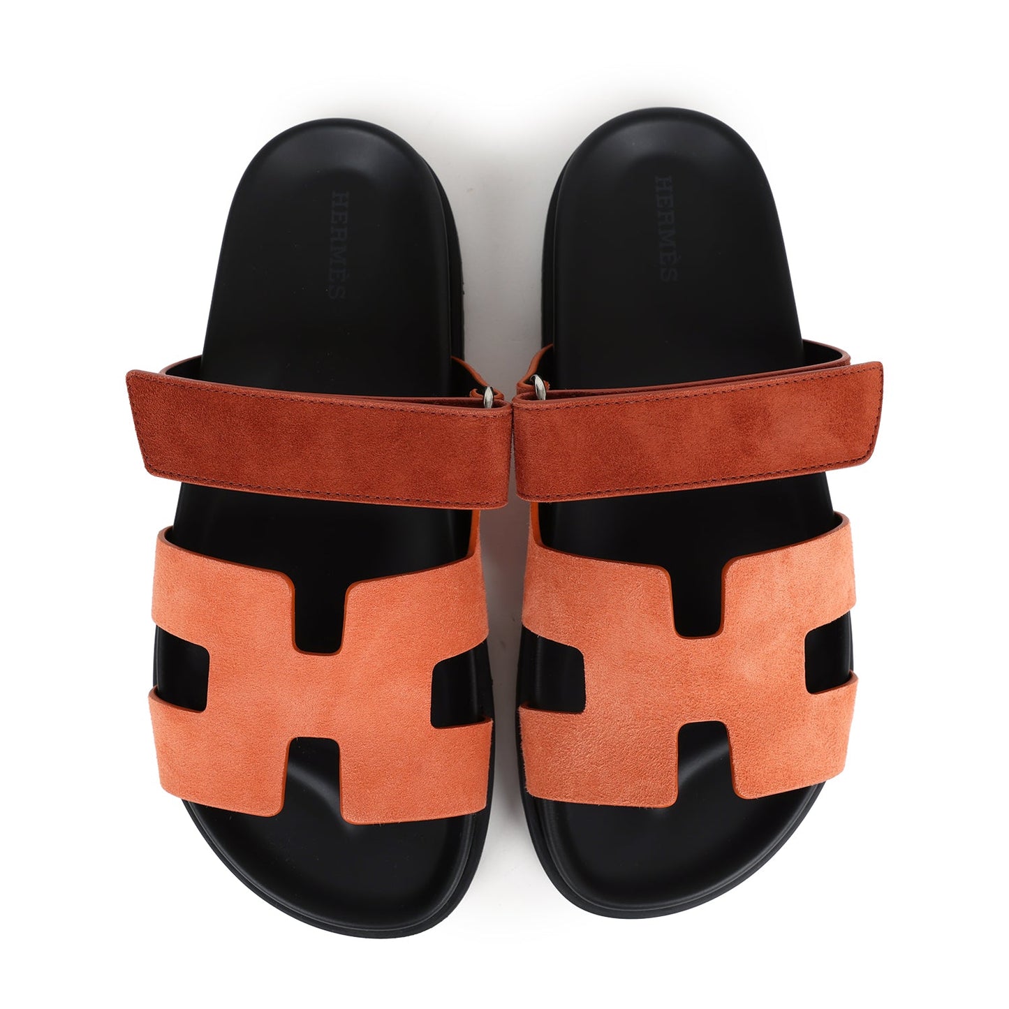 Hermes Chypre Techno Sandals Rose Bois De Santal/Rouge De Turin Suede Palladium Hardware 38 EU - Bob Flawless Skincare 