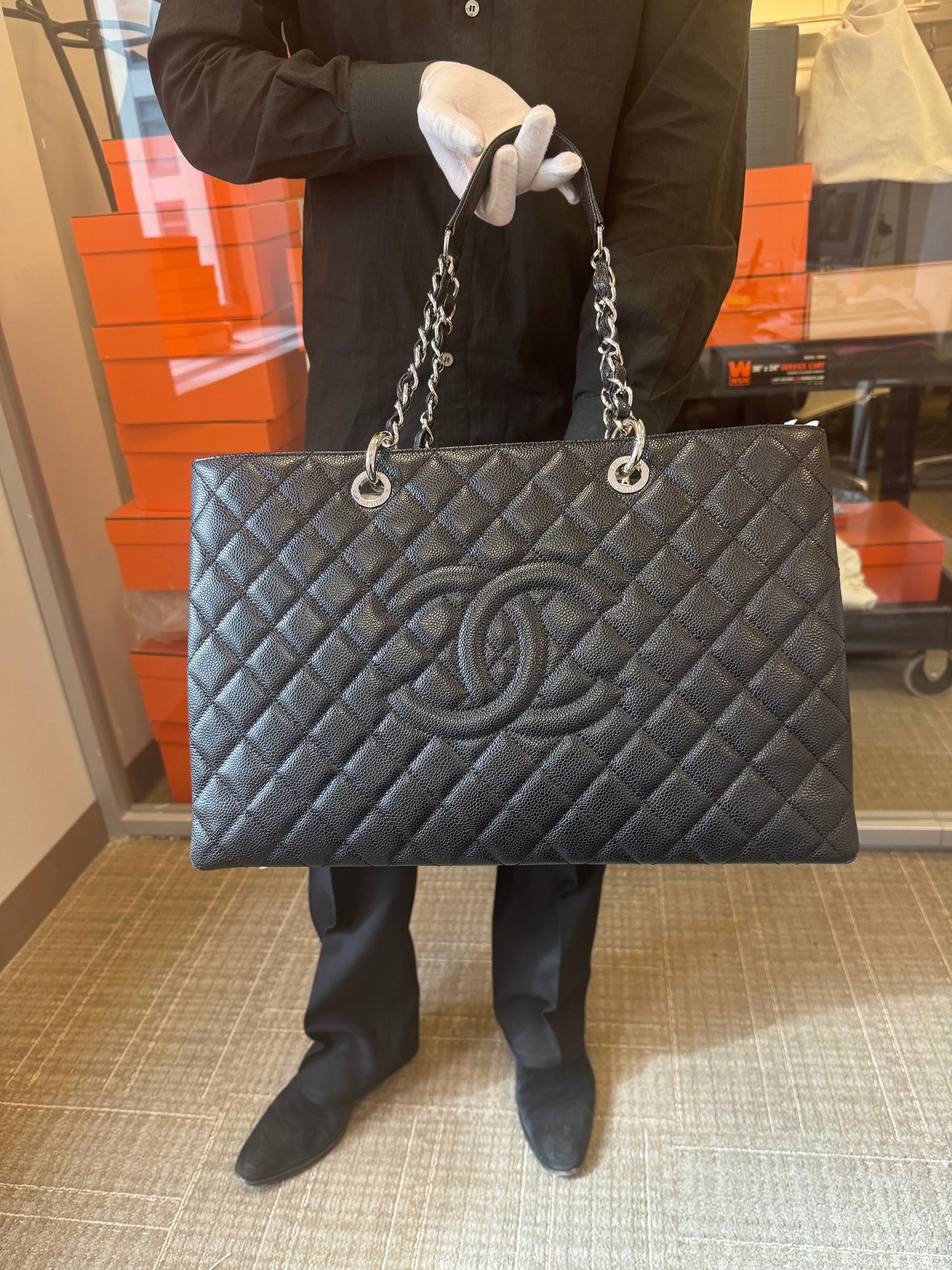 Chanel XL Grand Shopping Tote Black Caviar SHW