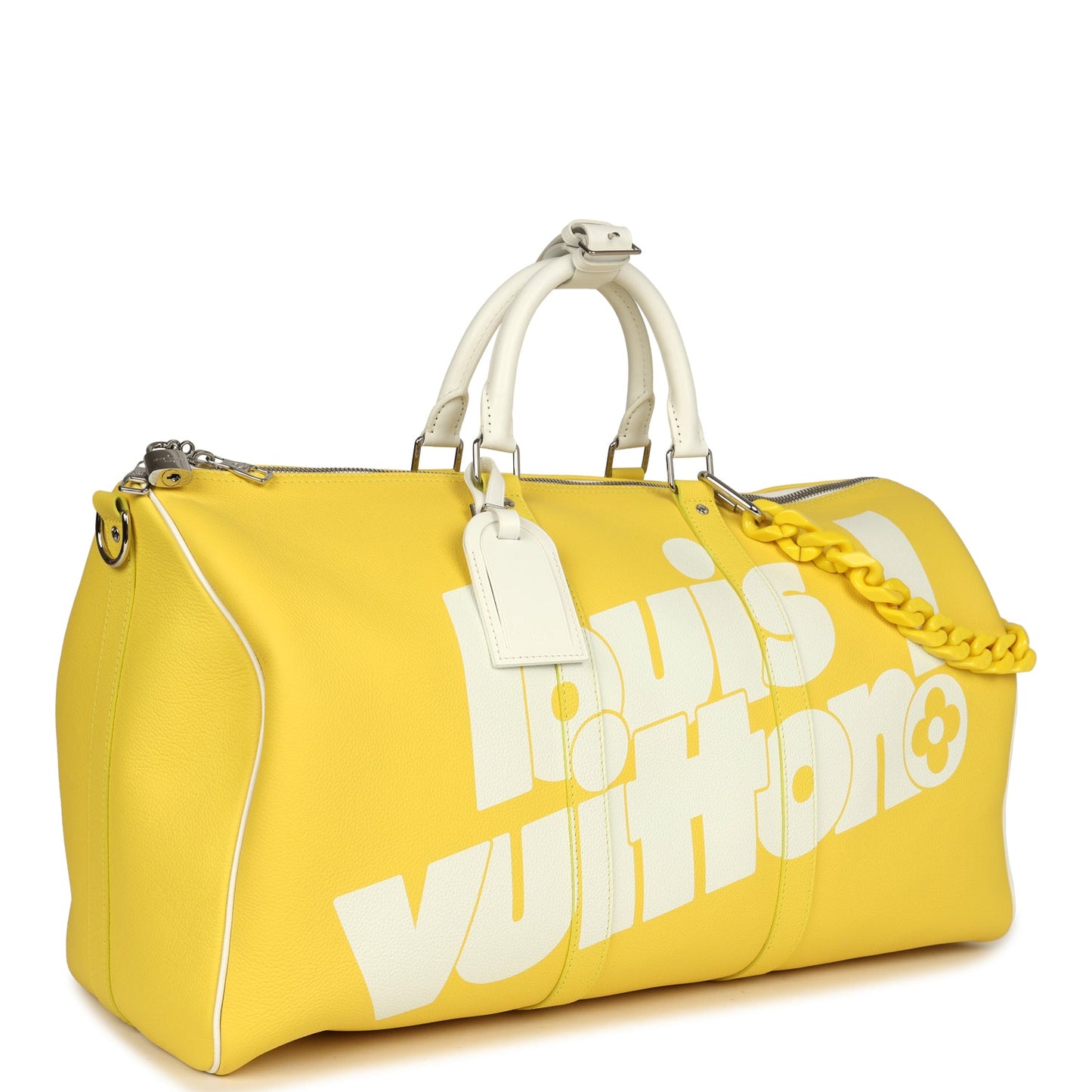 Louis Vuitton X Virgil Abloh Everyday Keepall Bandouliere 50 Yellow Leather Silver Hardware