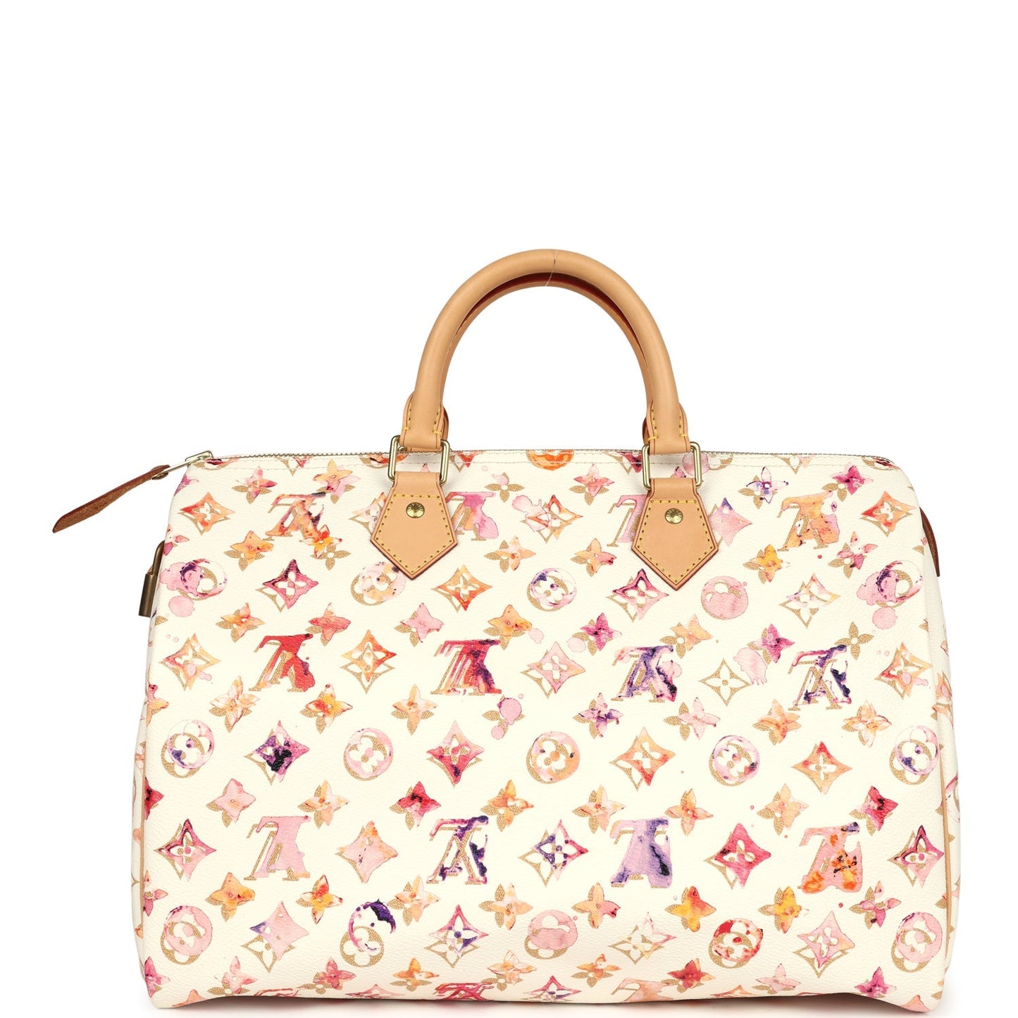 Pre-owned Louis Vuitton x Richard Prince Speedy 35 White Watercolor Aquarelle Monogram