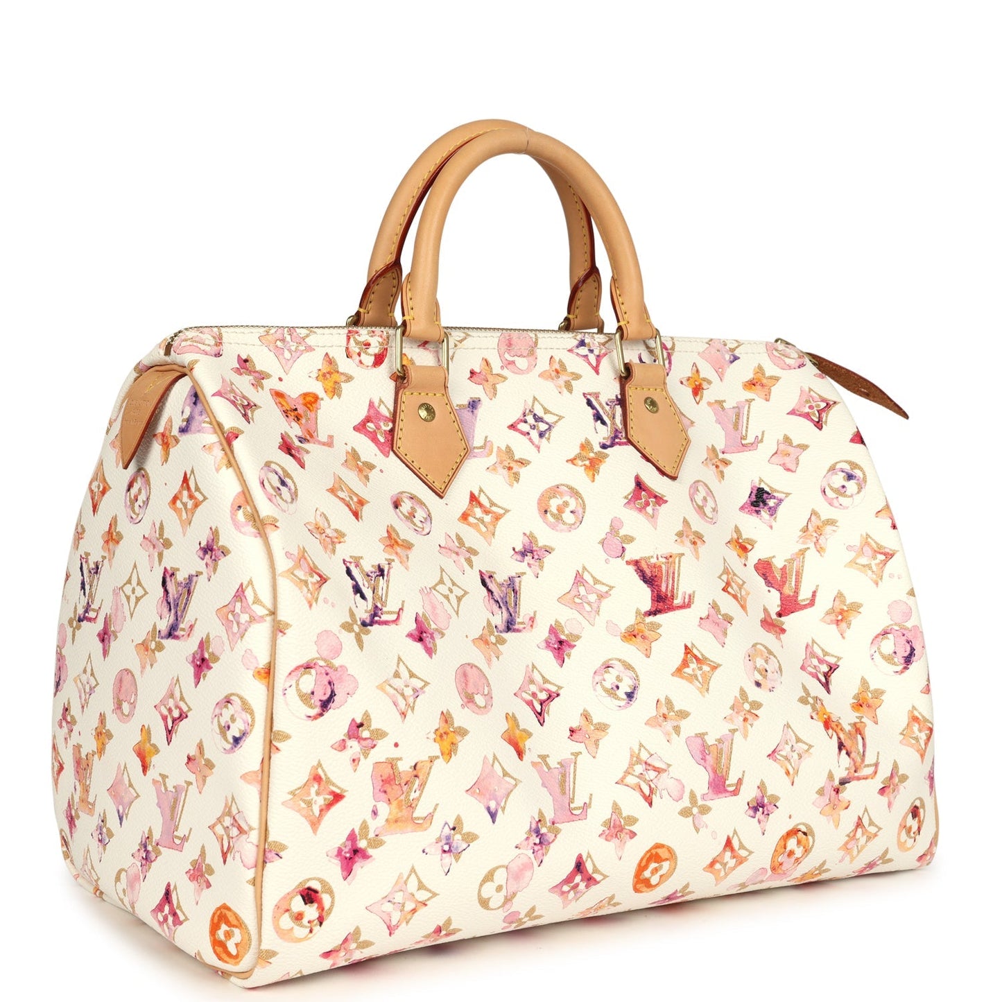 Pre-owned Louis Vuitton x Richard Prince Speedy 35 White Watercolor Aquarelle Monogram