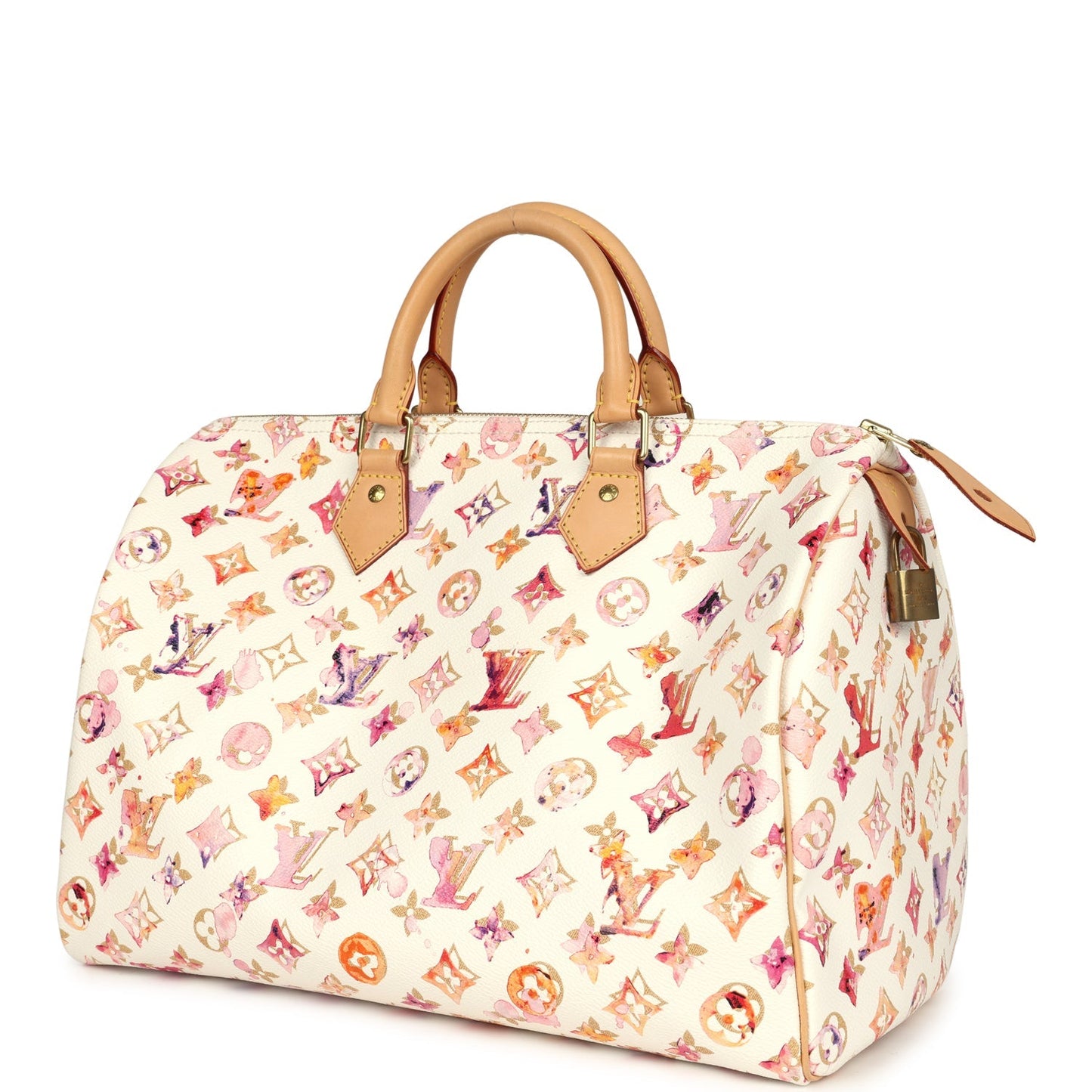 Pre-owned Louis Vuitton x Richard Prince Speedy 35 White Watercolor Aquarelle Monogram