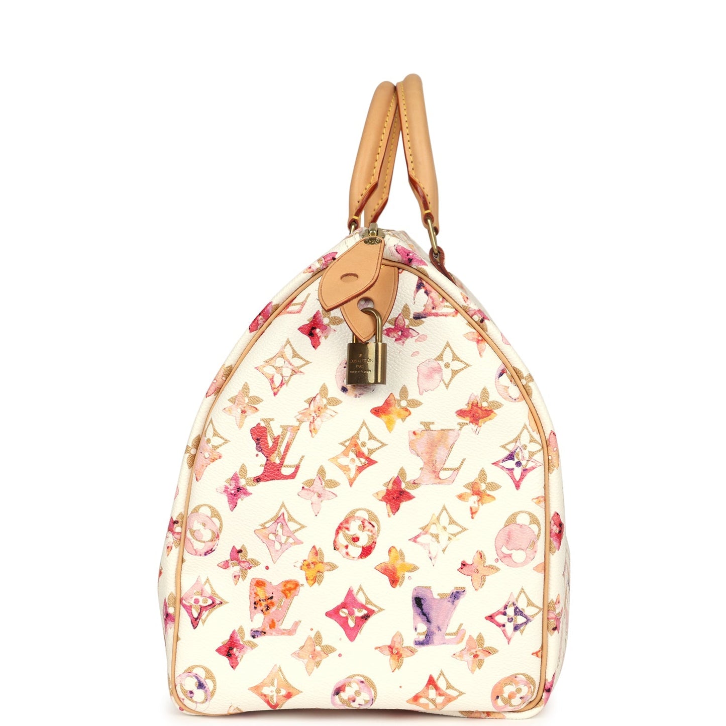 Pre-owned Louis Vuitton x Richard Prince Speedy 35 White Watercolor Aquarelle Monogram