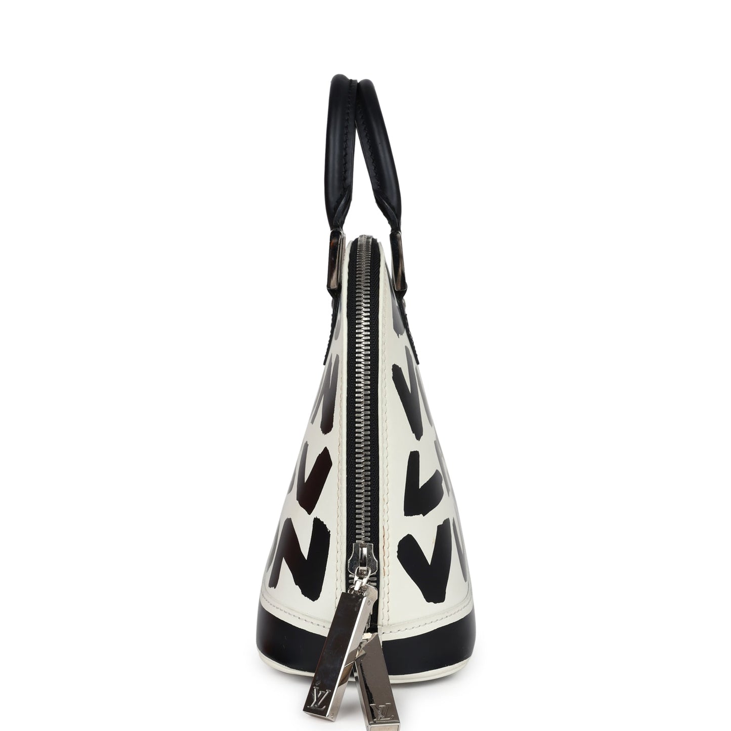 Vintage Louis Vuitton x Stephen Sprouse Graffiti Alma MM Black and White Leather Silver Hardware