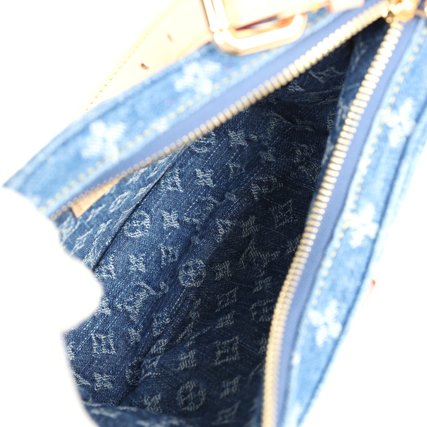 Louis Vuitton Croissant MM Blue Monogram Denim Gold Hardware