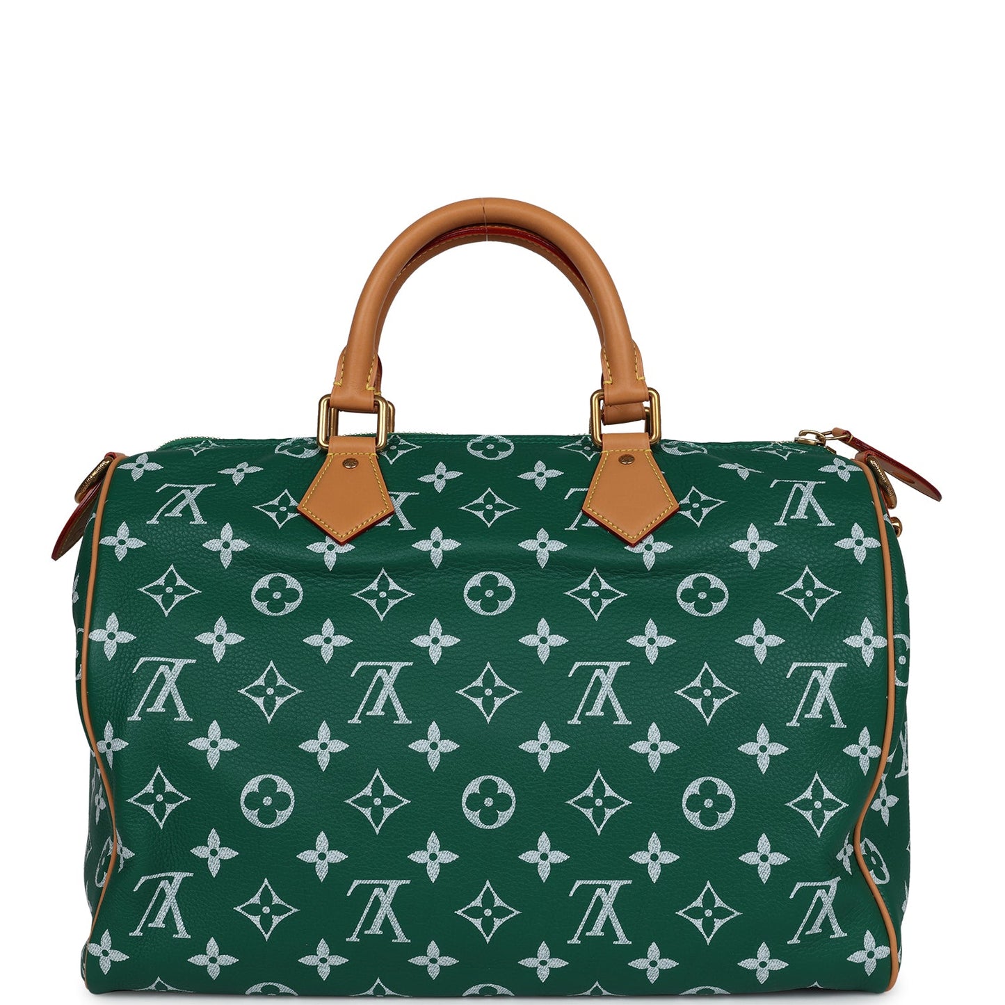 Louis Vuitton P9 Speedy Bandouliere 40 Green Monogram Grained Calfskin Gold Hardware