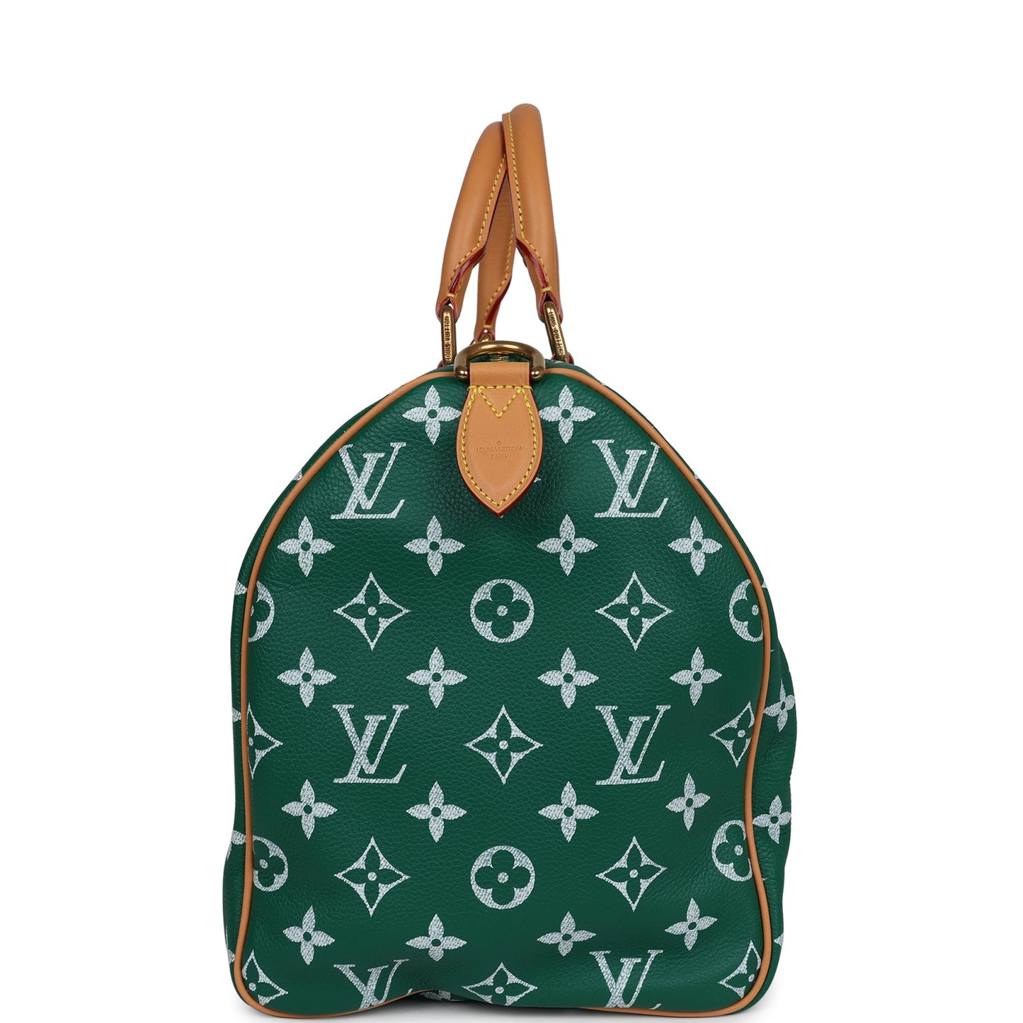 Louis Vuitton P9 Speedy Bandouliere 40 Green Monogram Grained Calfskin Gold Hardware