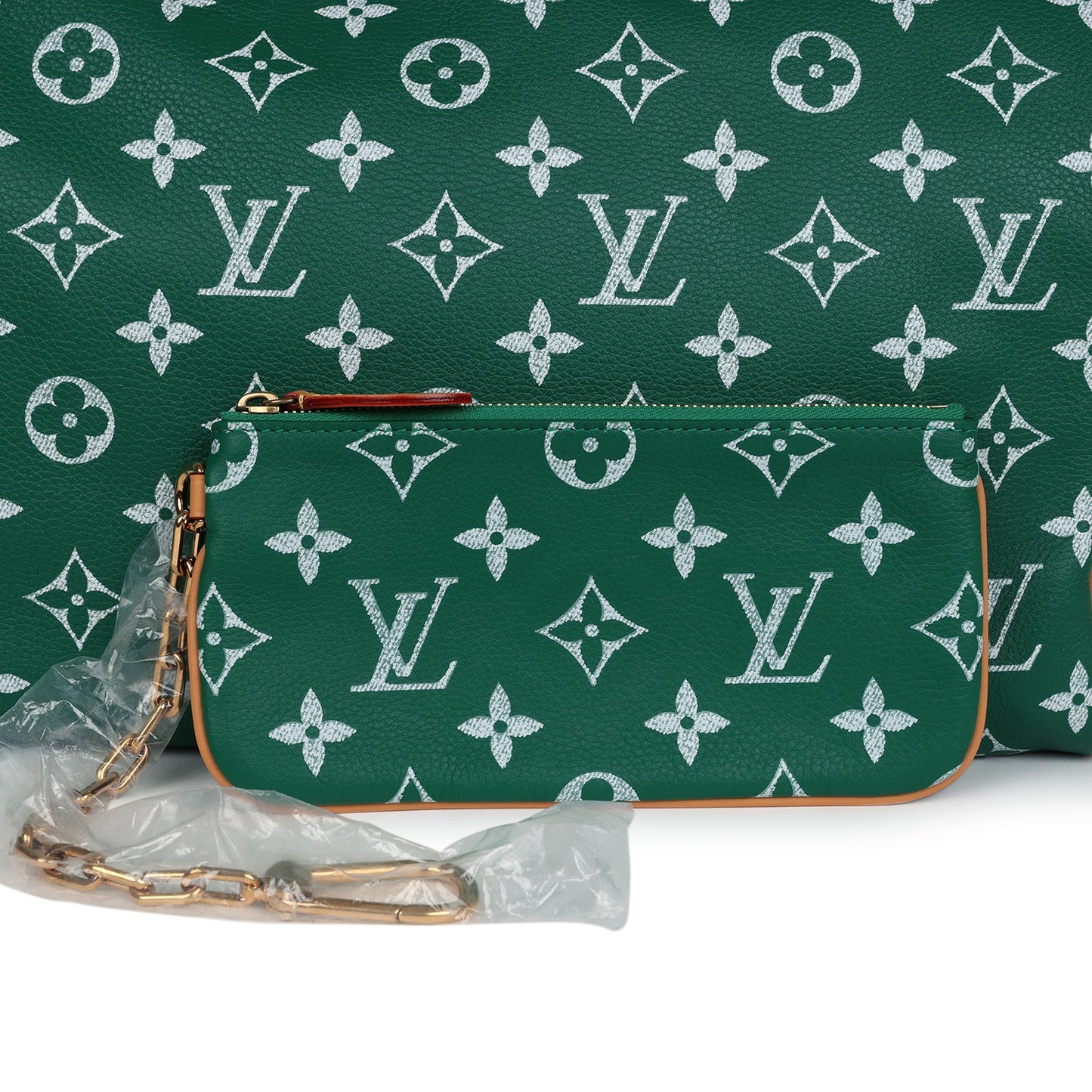 Louis Vuitton P9 Speedy Bandouliere 40 Green Monogram Grained Calfskin Gold Hardware