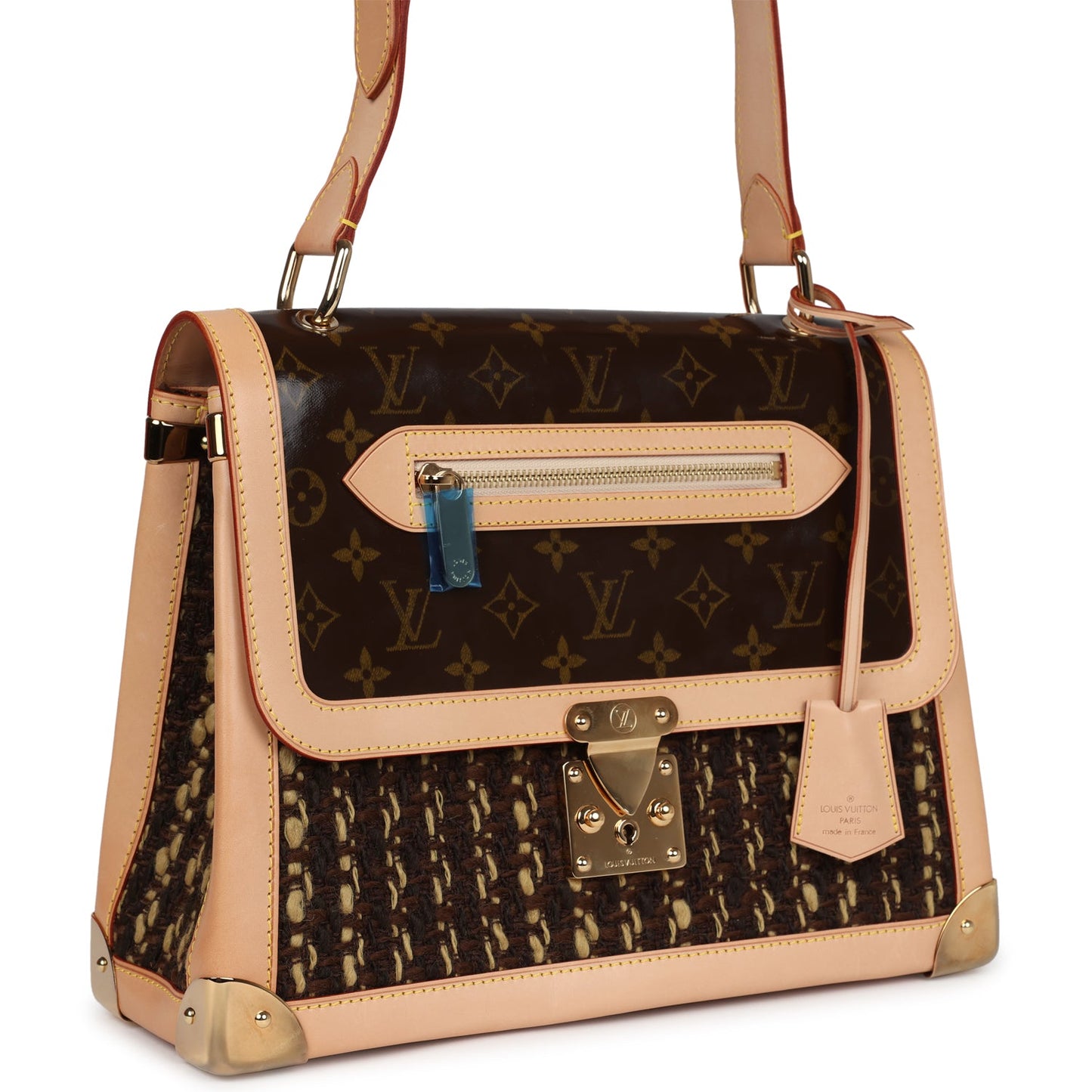 Vintage Louis Vuitton Tweedy Zip GM Brown Monogram Vinyl and Tweed Gold Hardware - Bob Flawless Skincare 